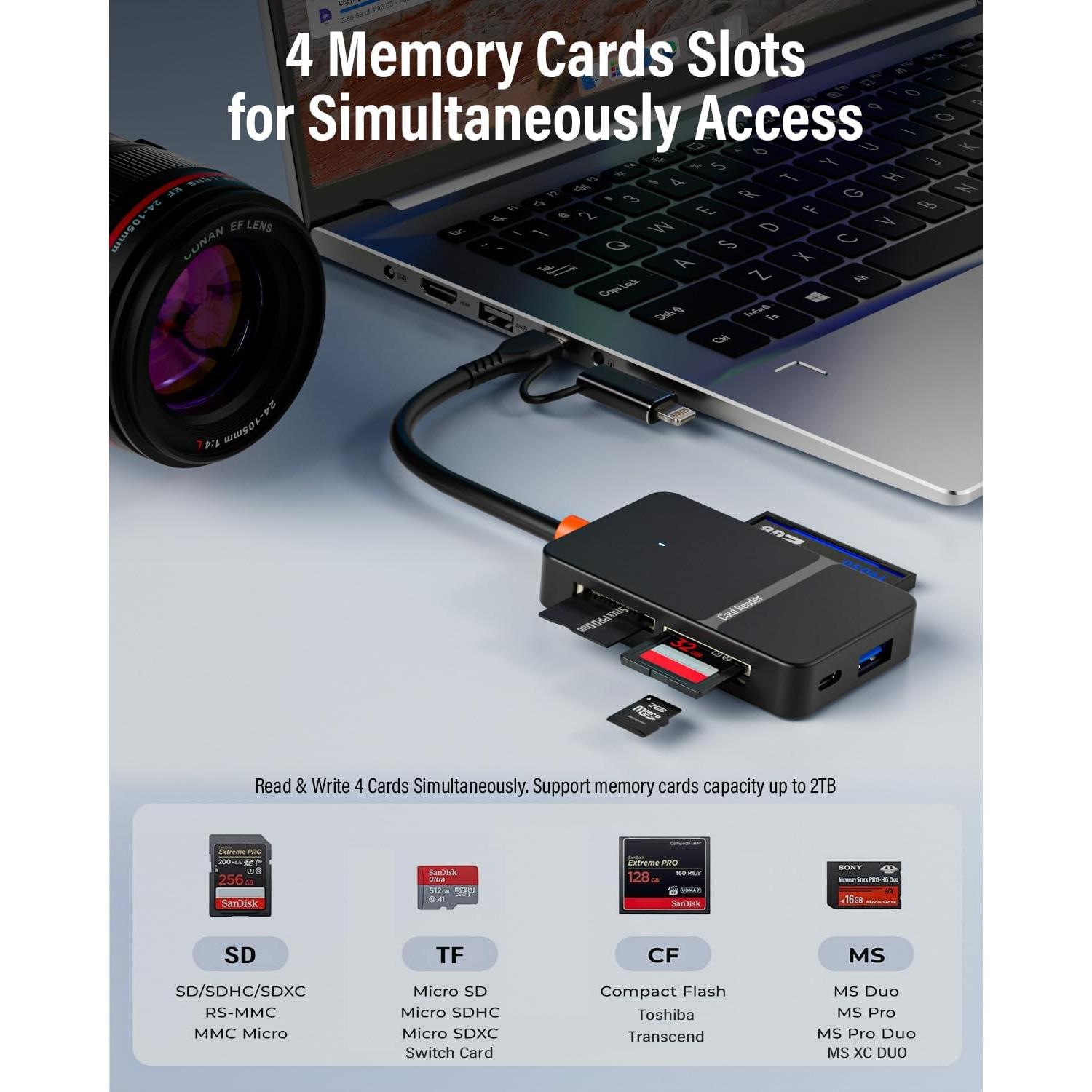 Lector de Tarjetas 8 en 1 Belcompany USB 3.0 y Lightning