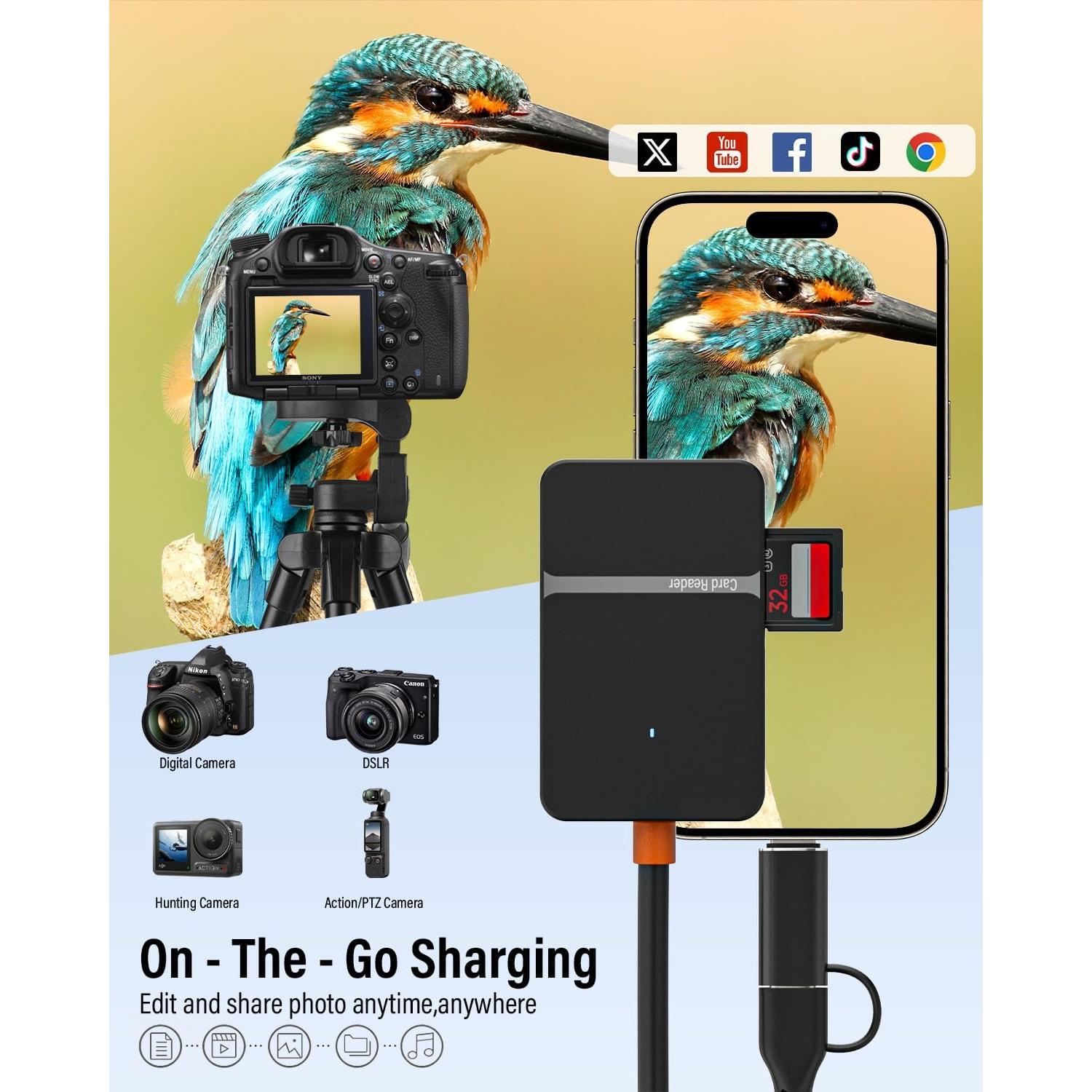 Lector de Tarjetas 8 en 1 Belcompany USB 3.0 y Lightning