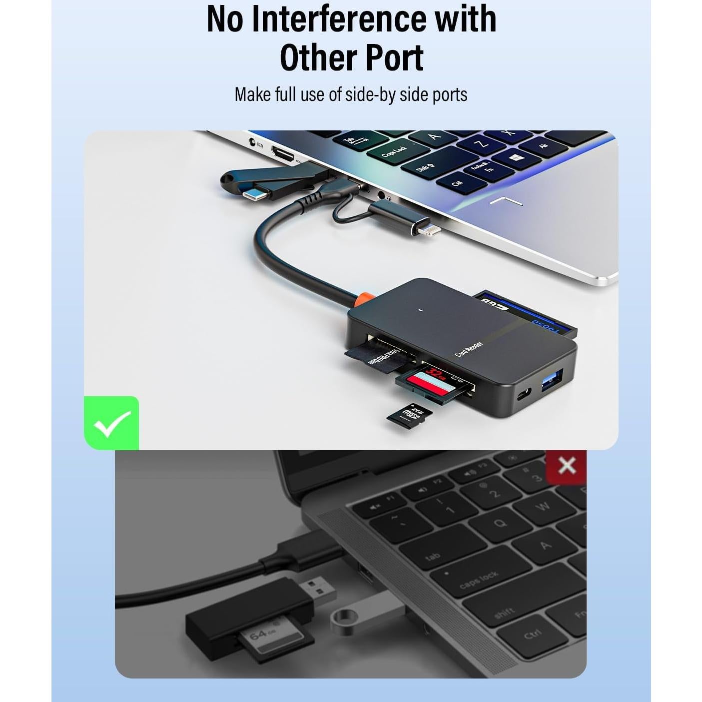 Lector de Tarjetas 8 en 1 Belcompany USB 3.0 y Lightning