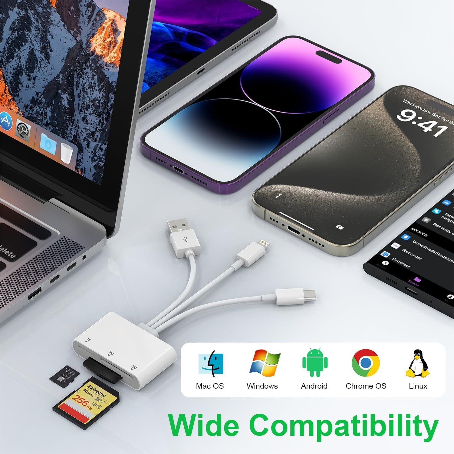 Lector de Tarjetas 3 en 1 Ardaddyn para iPhone y Android