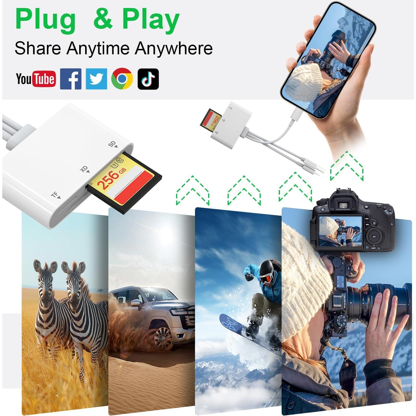 Lector de Tarjetas 3 en 1 Ardaddyn para iPhone y Android