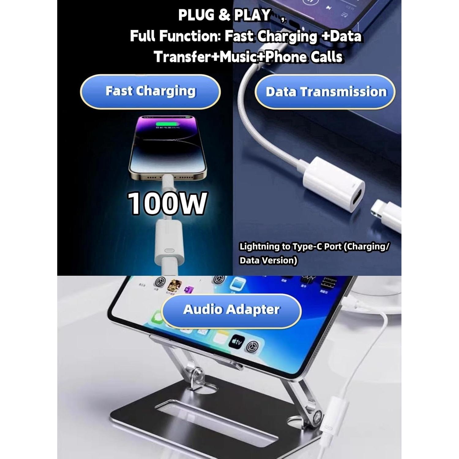 Adaptador Lightning a USB C Sihyqiuling - Carga Rápida y Audio