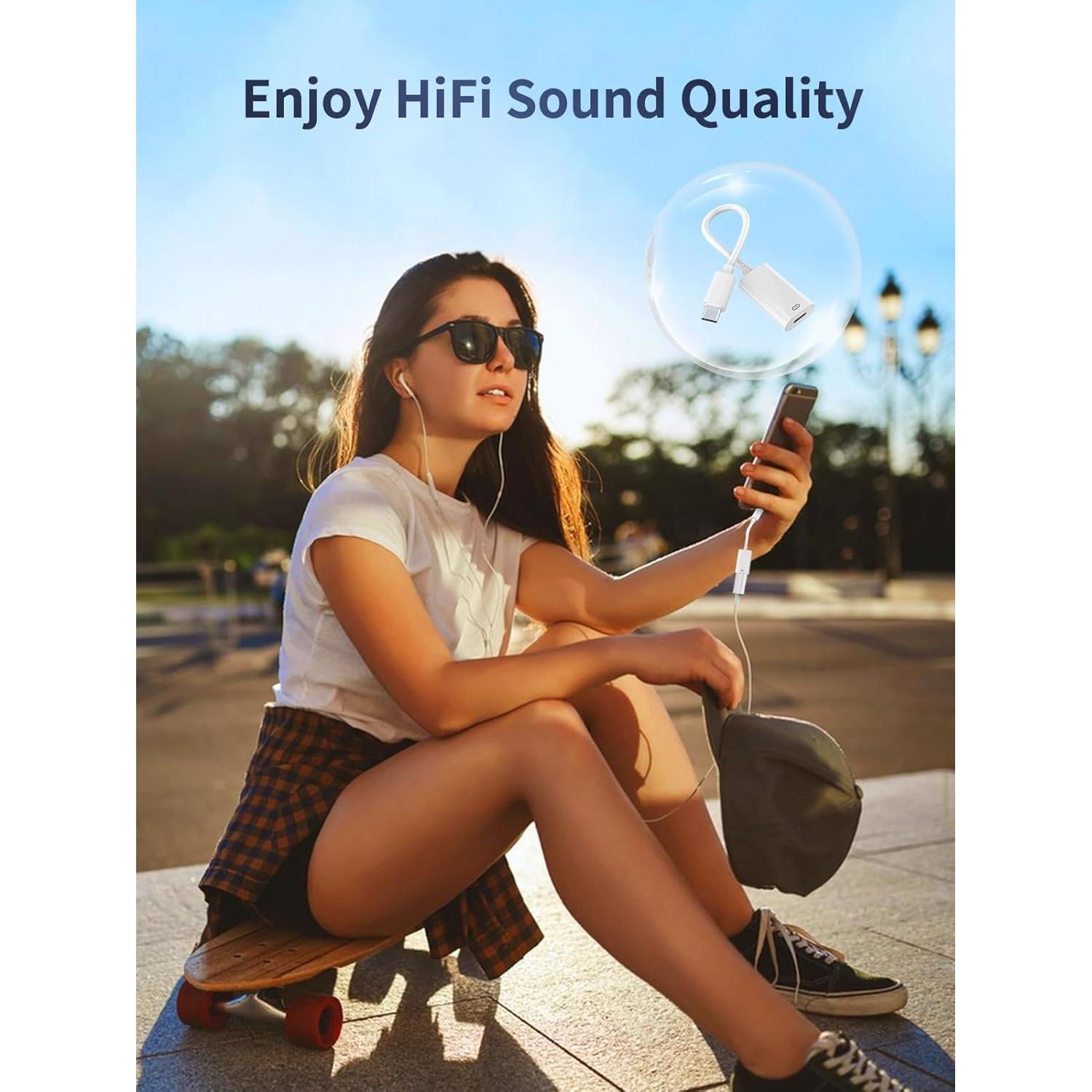 Adaptador Lightning a USB C Sihyqiuling - Carga Rápida y Audio