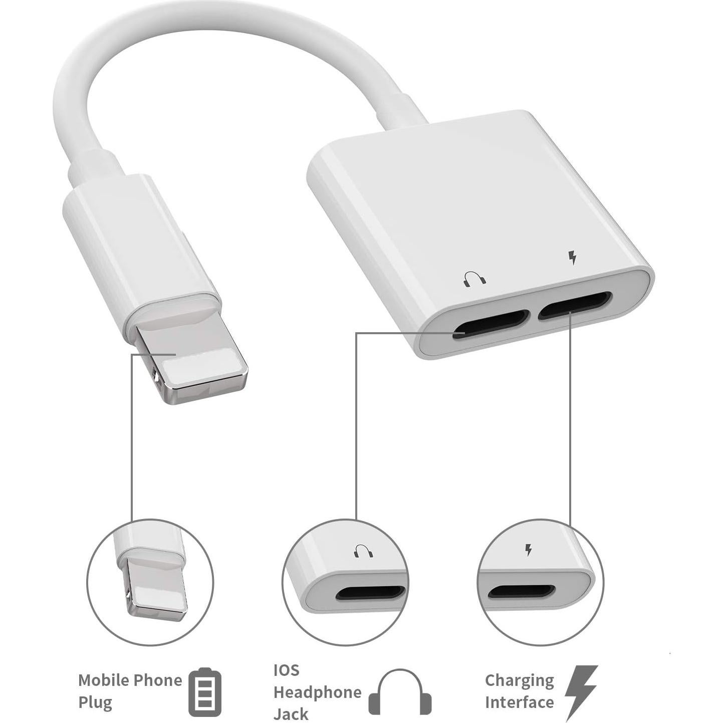 Adaptador Doble Lightning Zoyuzan para iPhone y iPad - Carga y Audio