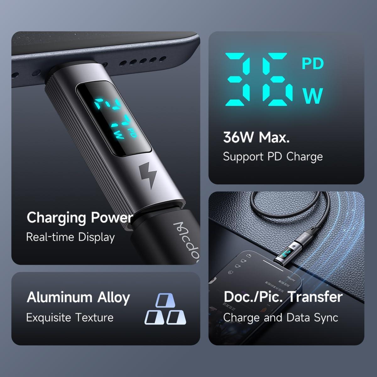 Adaptador USB-C a Lightning 36W Mcdodo Carga Rápida PD