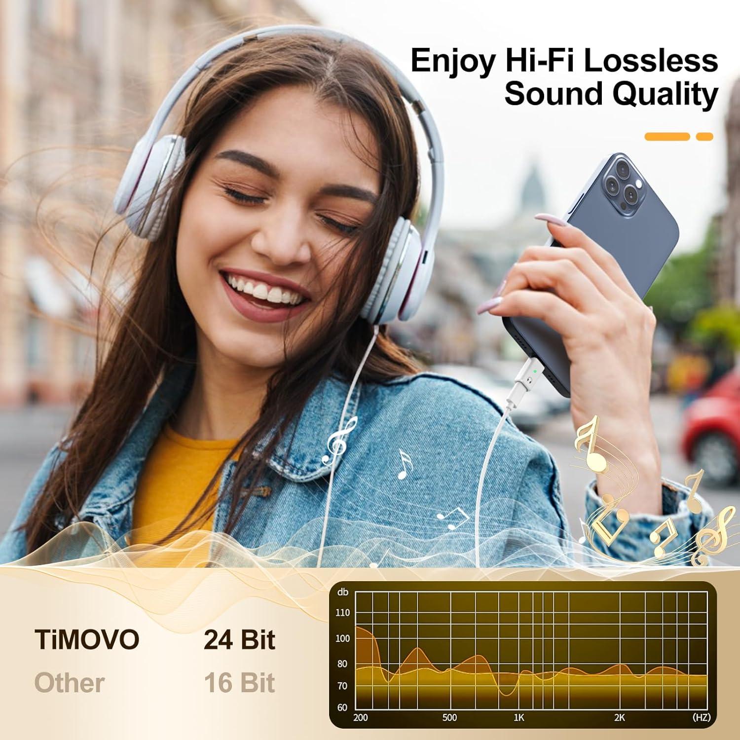 Adaptador de Auriculares Lightning a USB-C TiMOVO Blanco