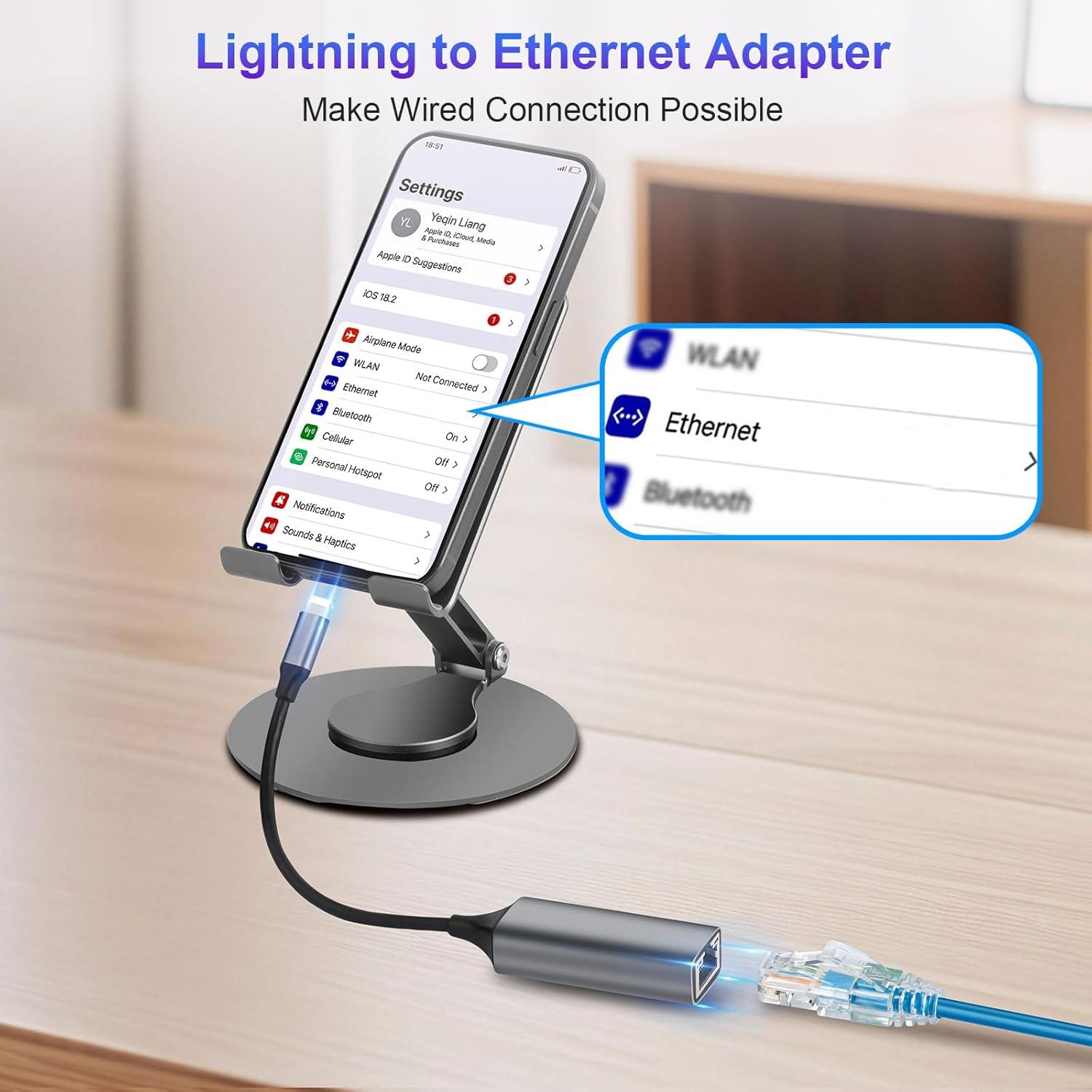 Adaptador Lightning a Ethernet Junsky 100Mbps Gris