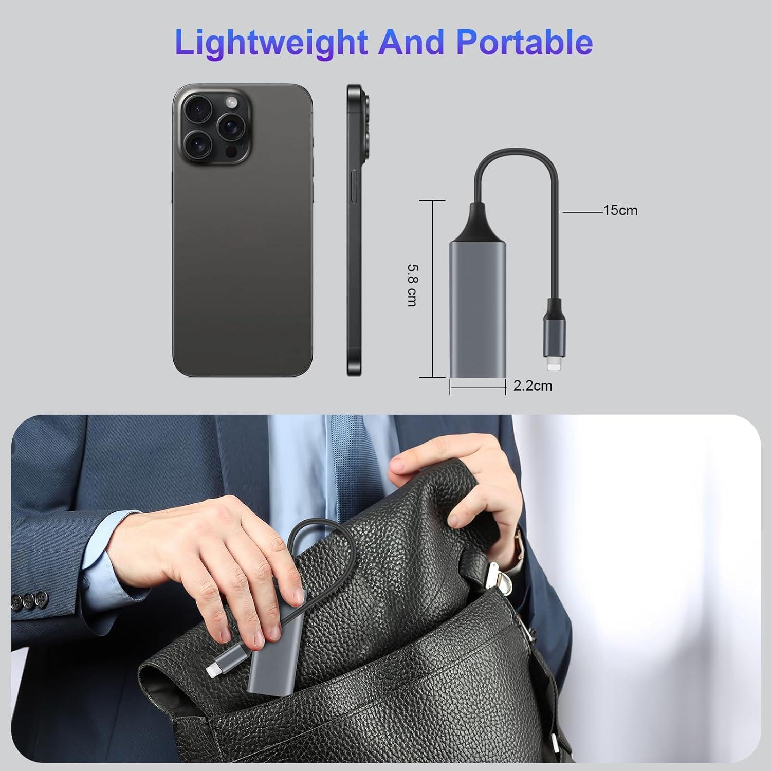 Adaptador Lightning a Ethernet Junsky 100Mbps Gris