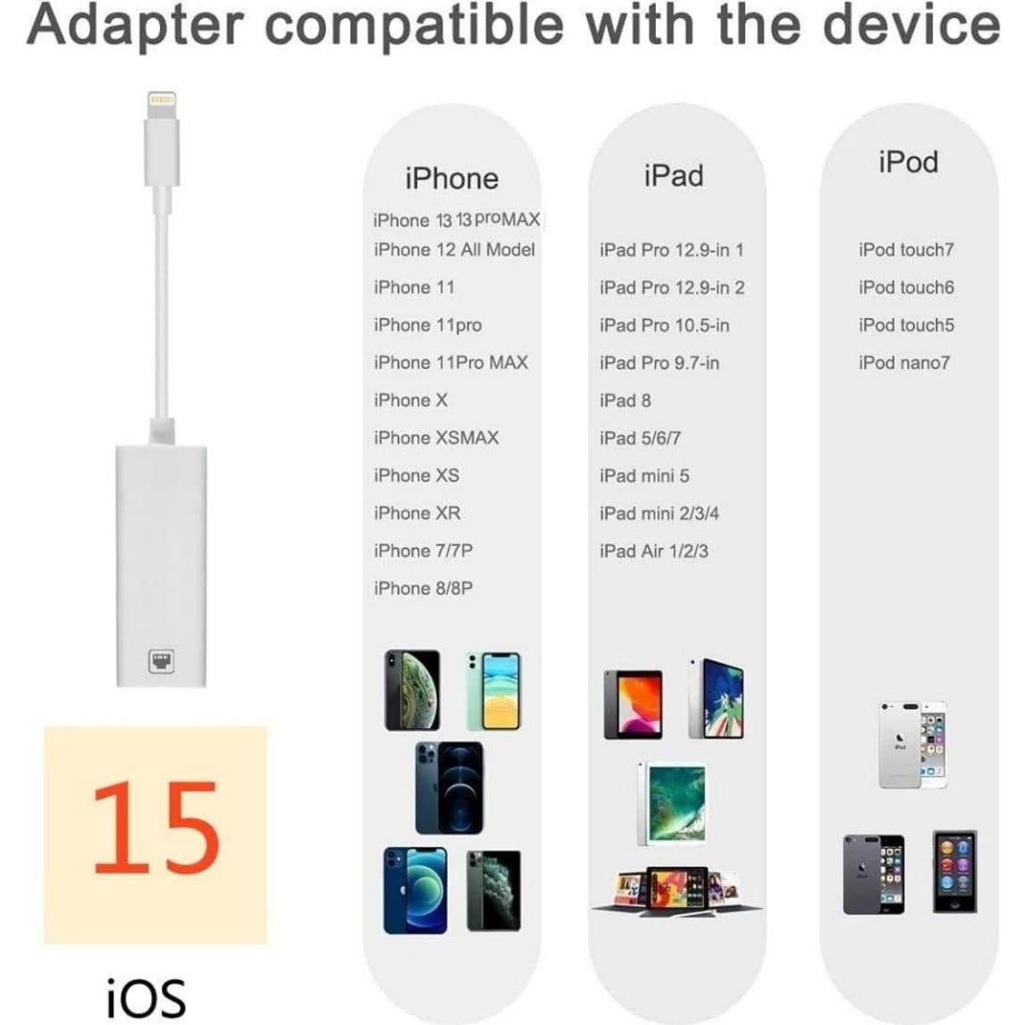 Adaptador Lightning a Ethernet DESOFICON RJ45 100Mbps