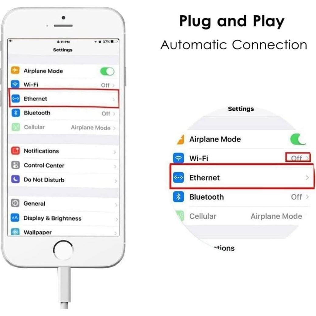 Adaptador Lightning a Ethernet DESOFICON RJ45 100Mbps
