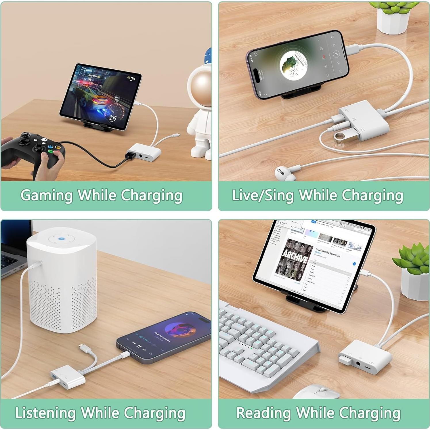 Adaptador de Auriculares USB-C y Lightning con Carga - 3.5mm