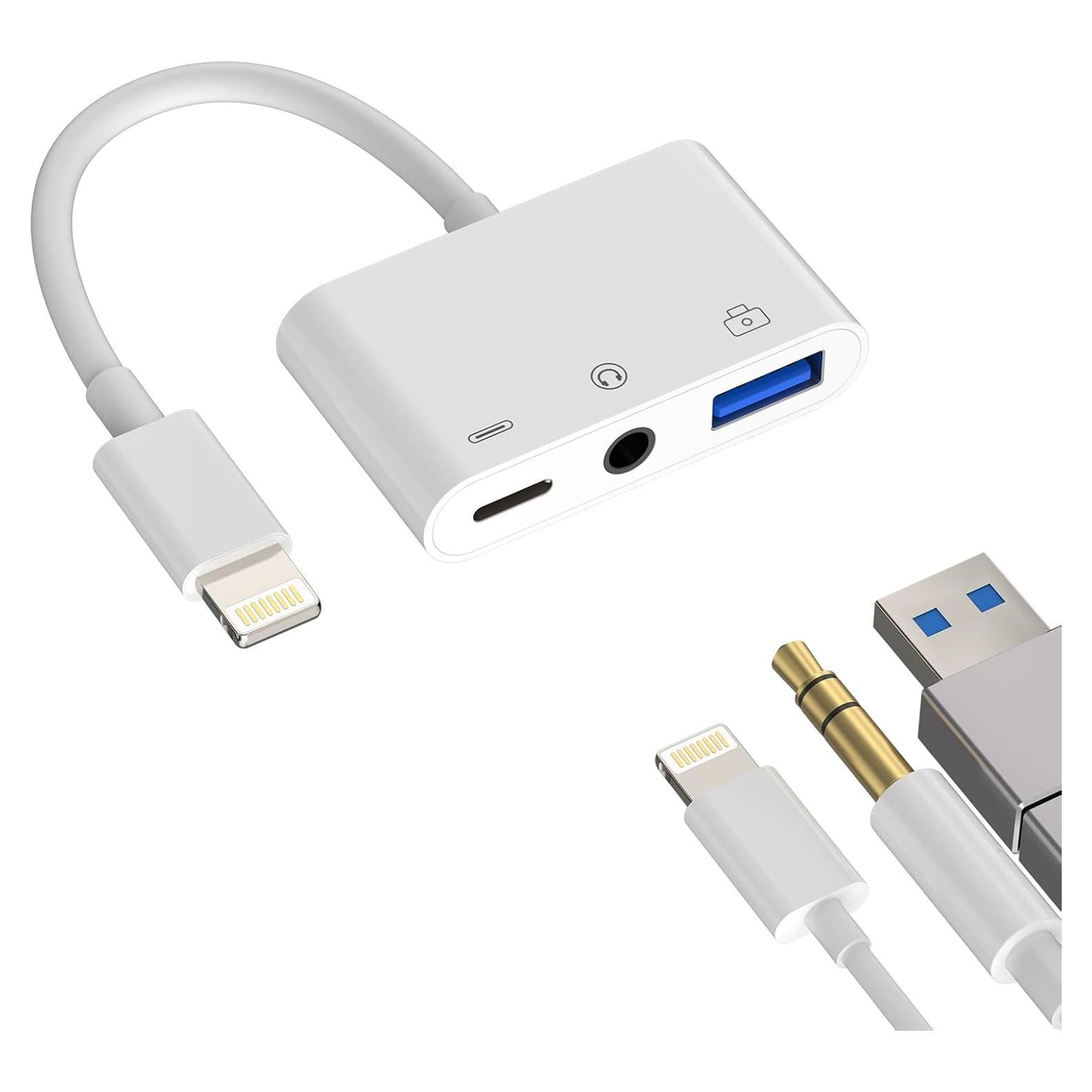 Adaptador 3 en 1 Zoyuzan Lightning a 3.5mm y USB OTG para iPhone