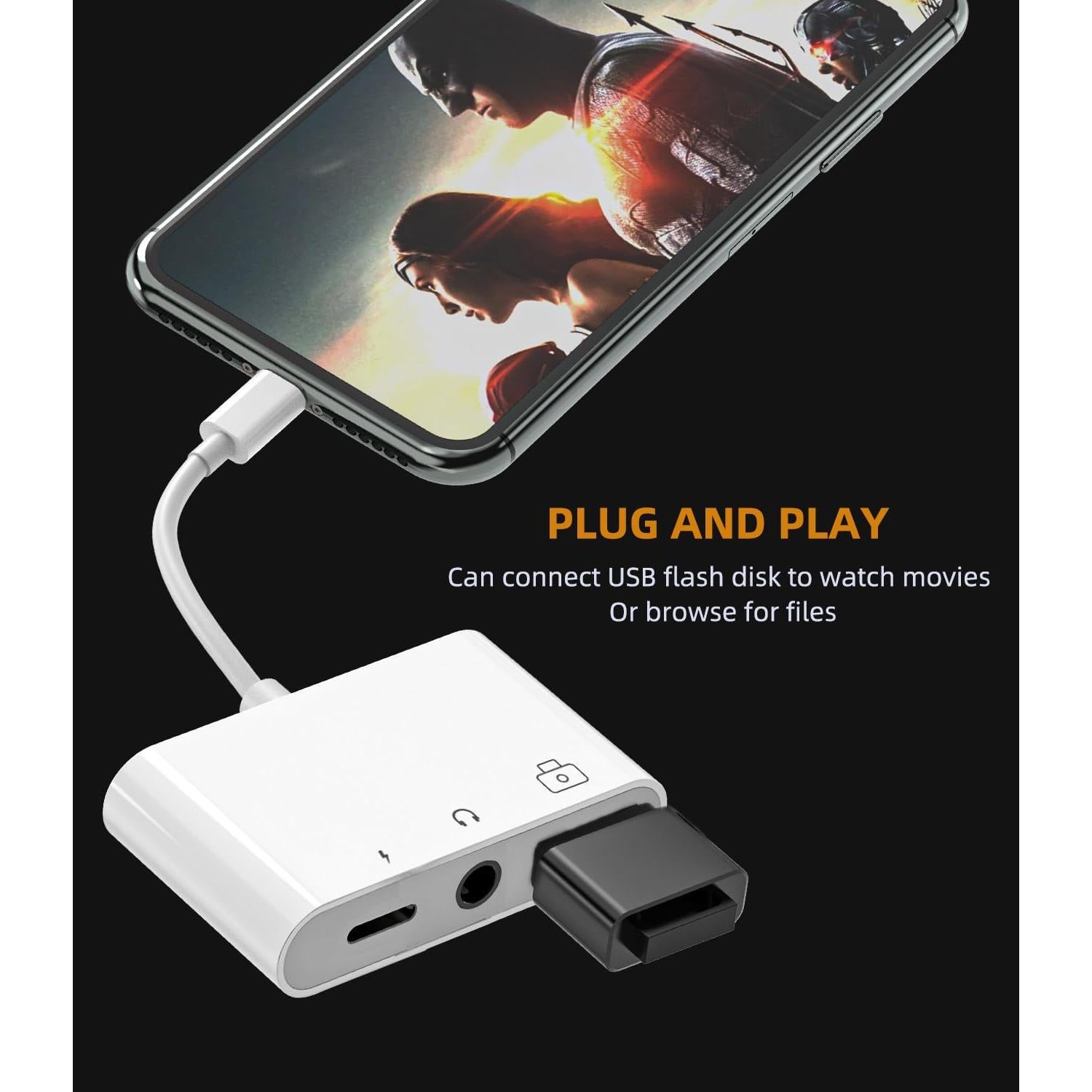 Adaptador 3 en 1 Zoyuzan Lightning a 3.5mm y USB OTG para iPhone