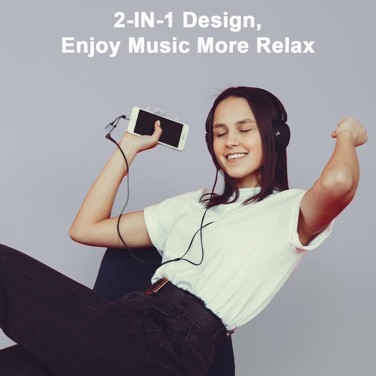 Adaptador 2-en-1 Lightning a 3.5mm MFi para iPhone