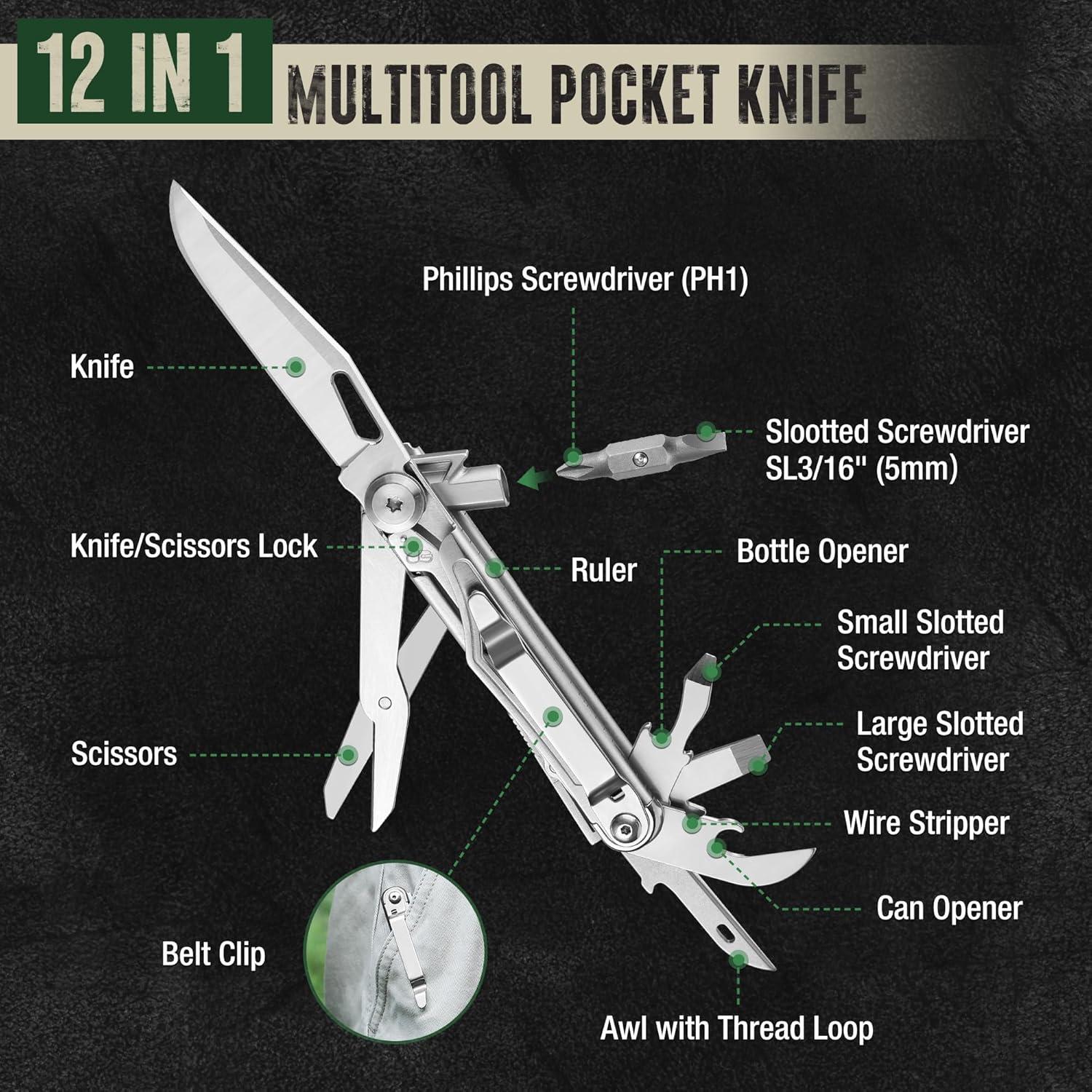 Cuchillo Multitool 12-en-1 Mossy Oak Acero Inoxidable