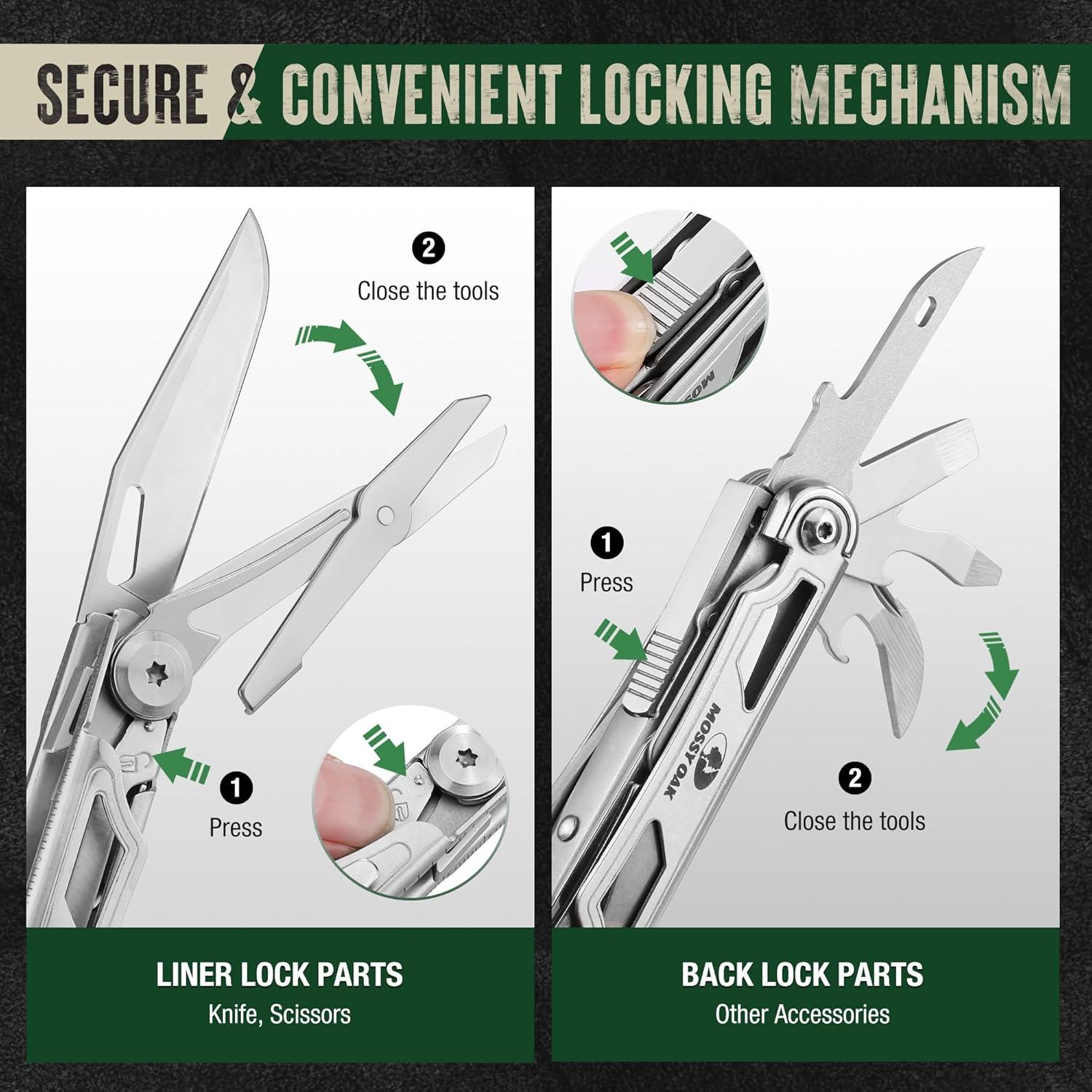 Cuchillo Multitool 12-en-1 Mossy Oak Acero Inoxidable