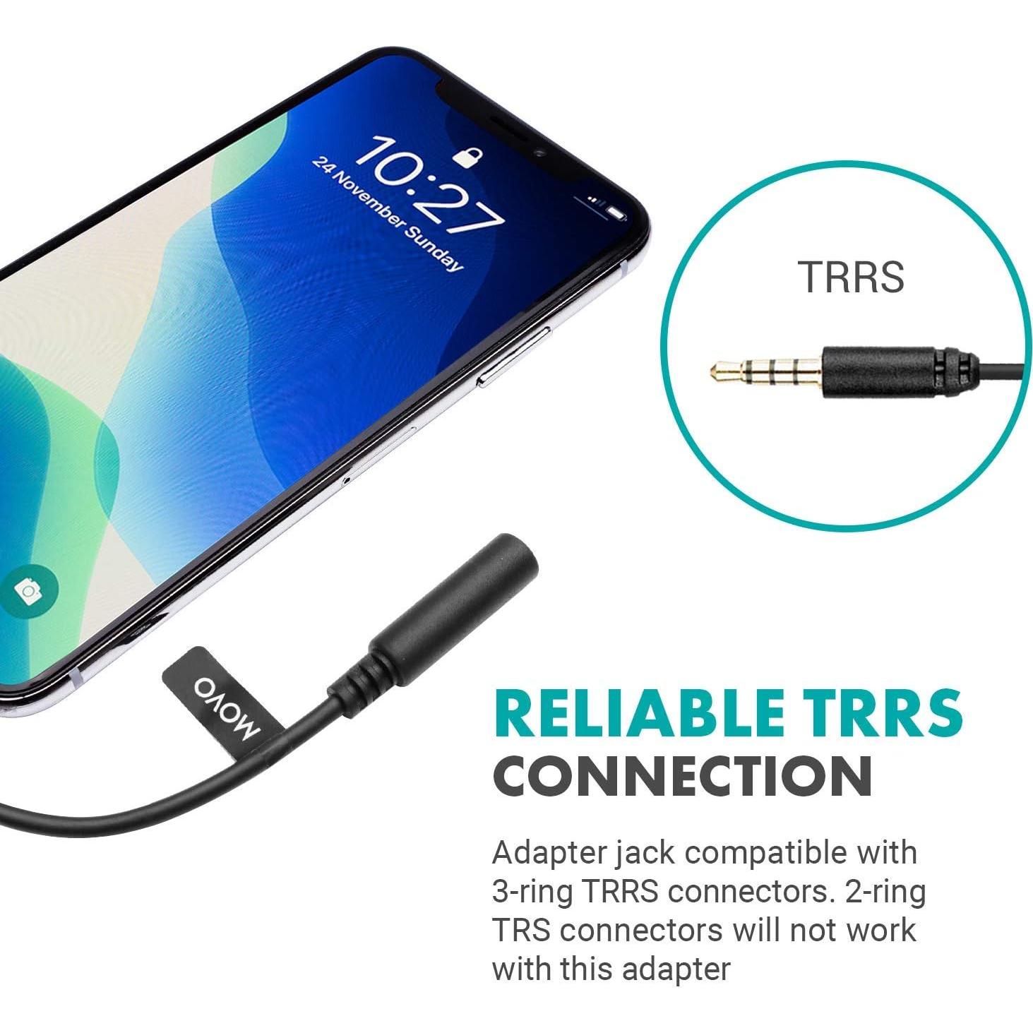 Adaptador de Audio Movo IMA-3 TRRS 3.5mm a Lightning 90°