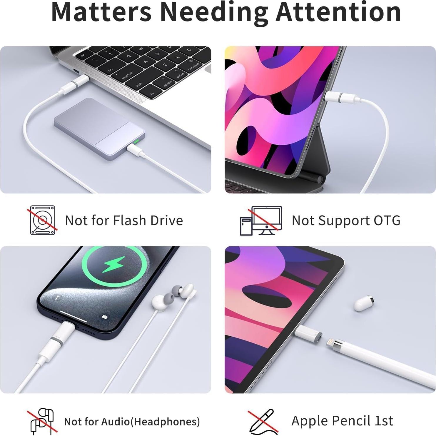 Paquete de 5 Adaptadores USB C a Lightning UWOXX - Carga Rápida