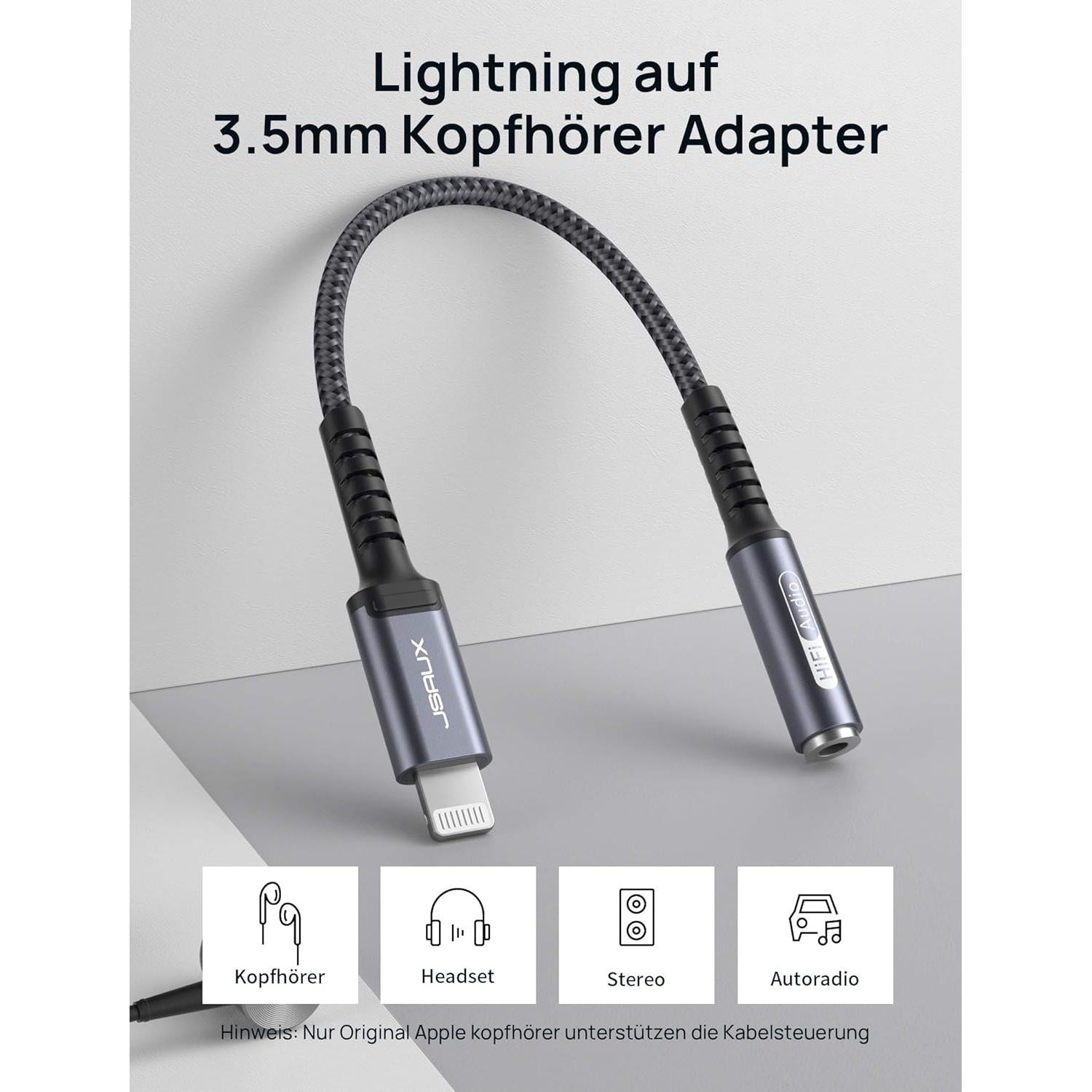 Adaptador JSAUX Lightning a 3.5mm para iPhone - Certificado MFi