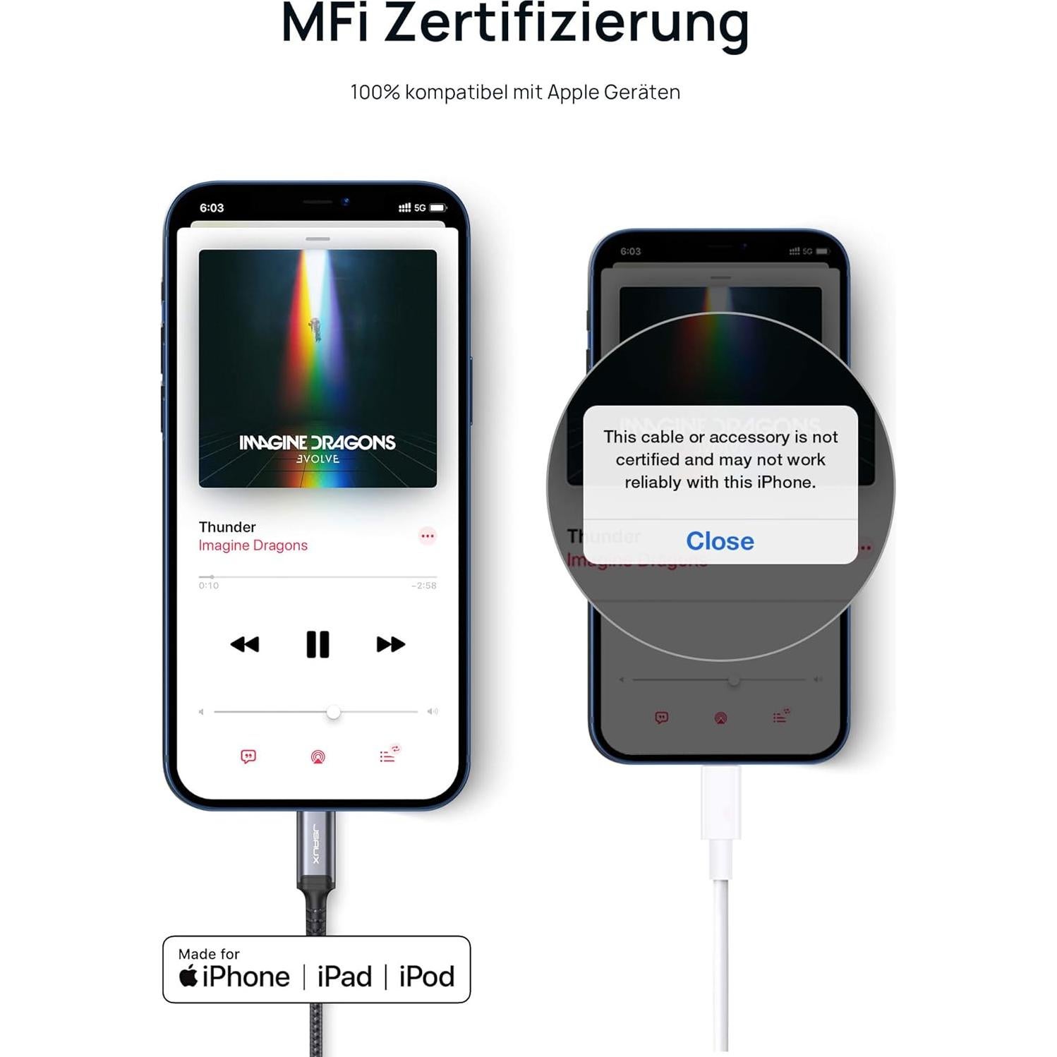 Adaptador JSAUX Lightning a 3.5mm para iPhone - Certificado MFi