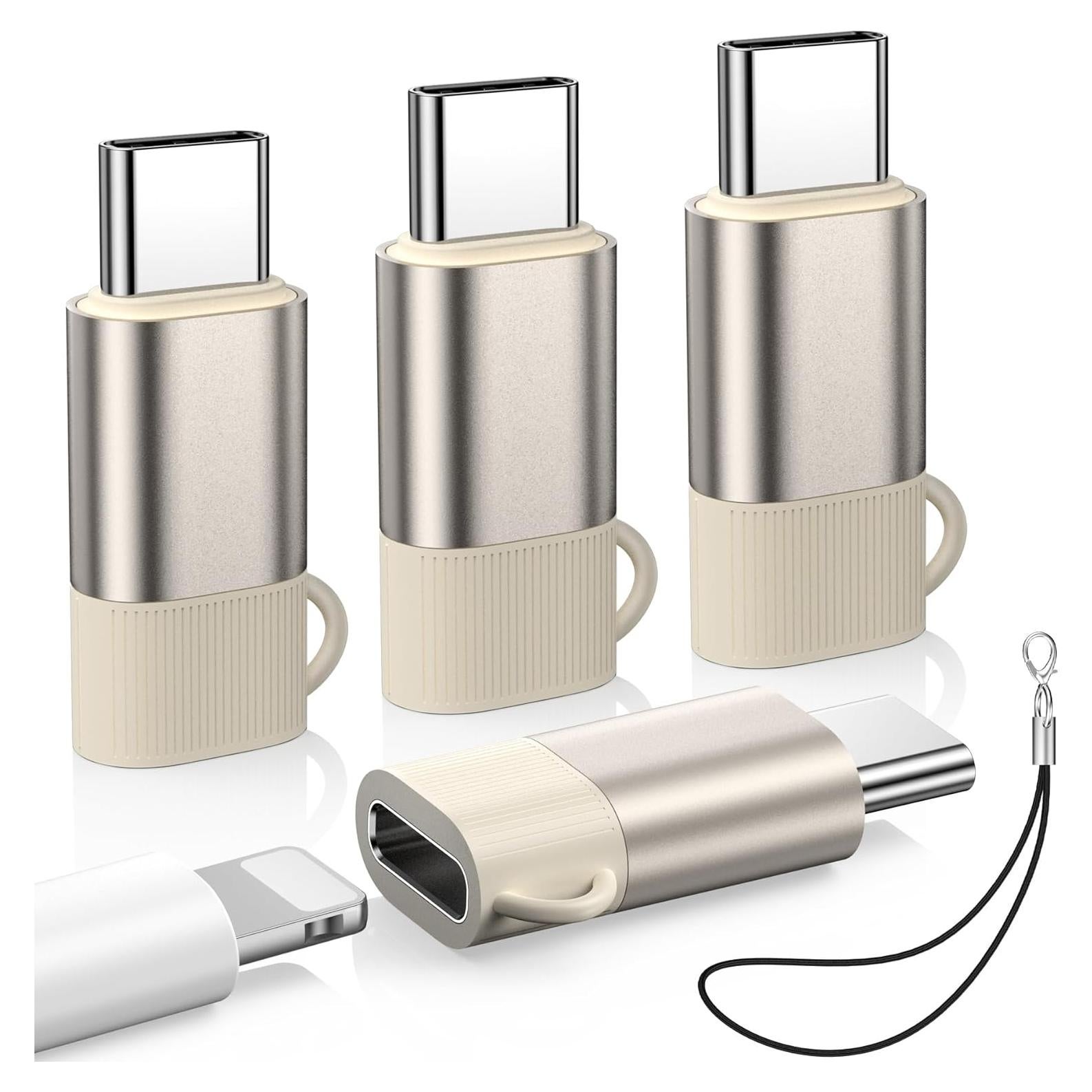 Paquete de 4 Adaptadores Lightning a USB-C MIUOLV Carga Rápida