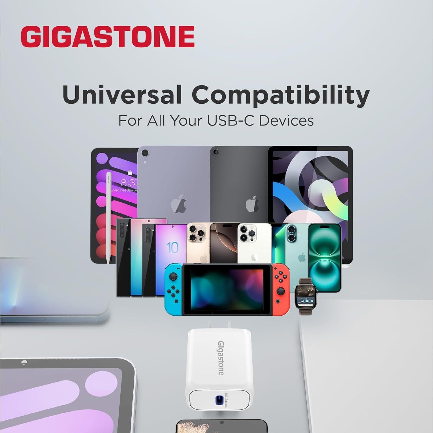 Cargador Rápido USB-C 20W Gigastone + Cable Lightning 1.5m