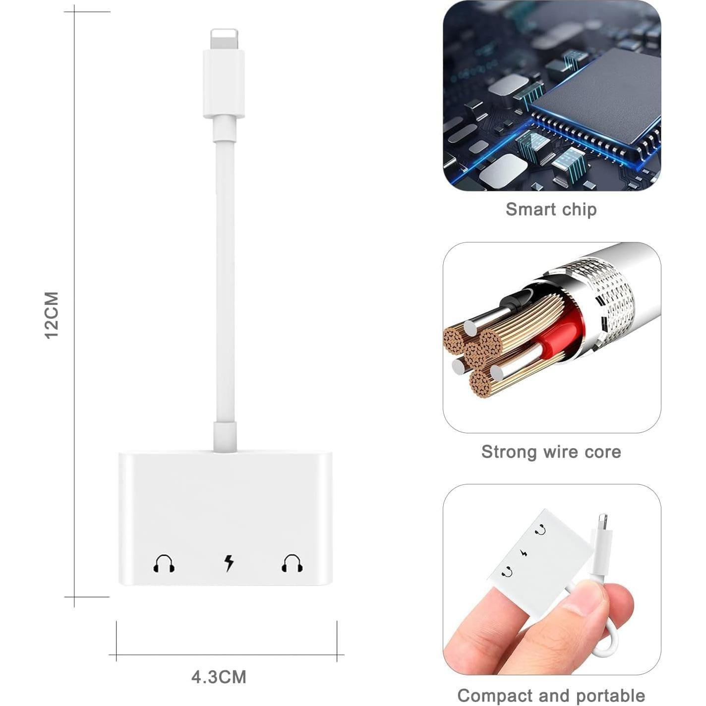 Adaptador de auriculares 3 en 1 CHENSHUN para iPhone y iPad