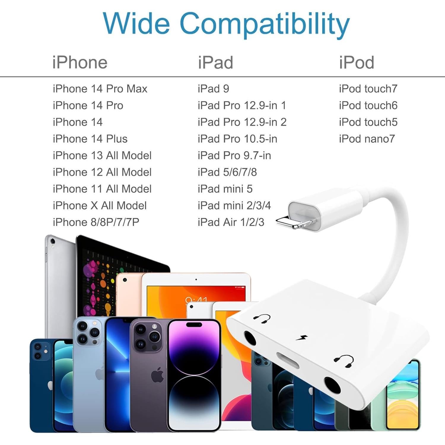 Adaptador de auriculares 3 en 1 CHENSHUN para iPhone y iPad