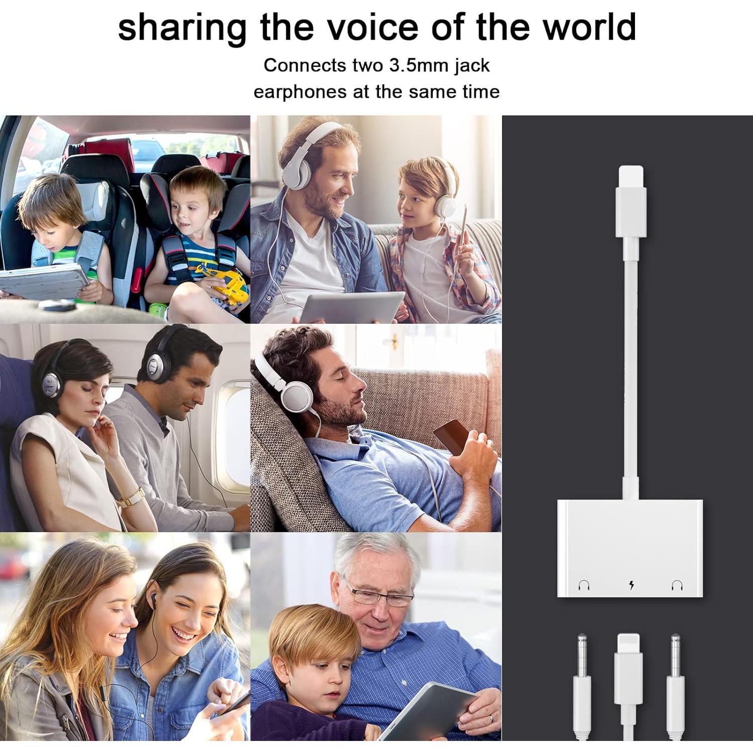 Adaptador de auriculares 3 en 1 CHENSHUN para iPhone y iPad