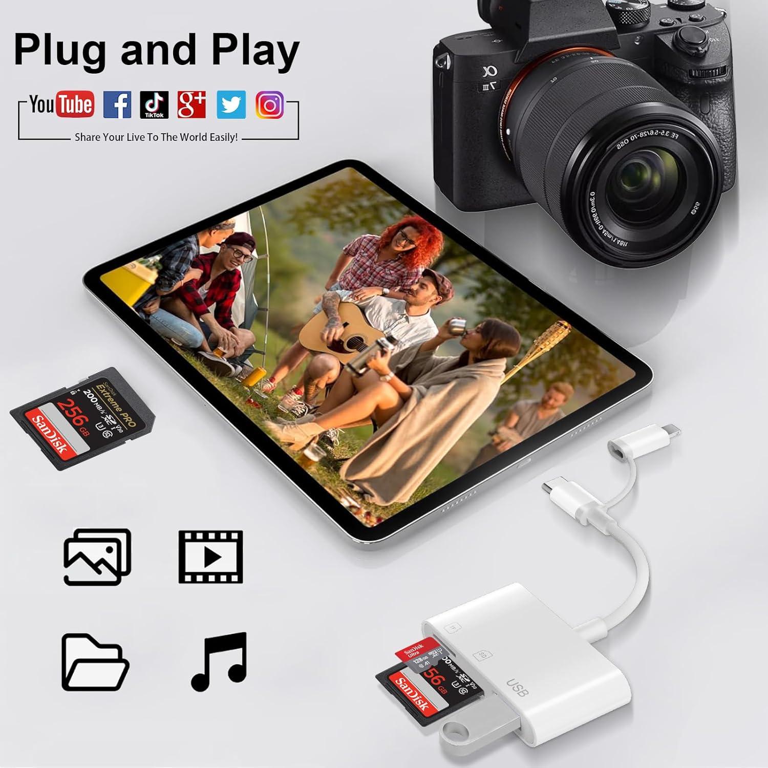 Lector de Tarjetas SD Denlane USB-C y Lightning 5 en 1