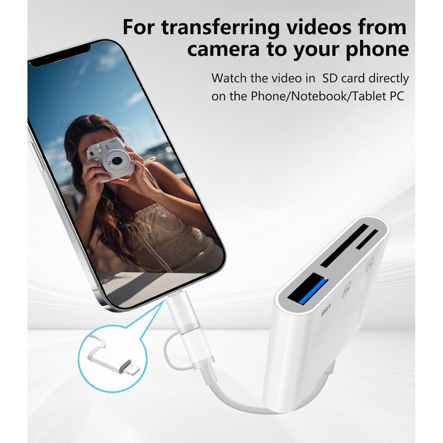 Lector de Tarjetas SD Denlane USB-C y Lightning 5 en 1