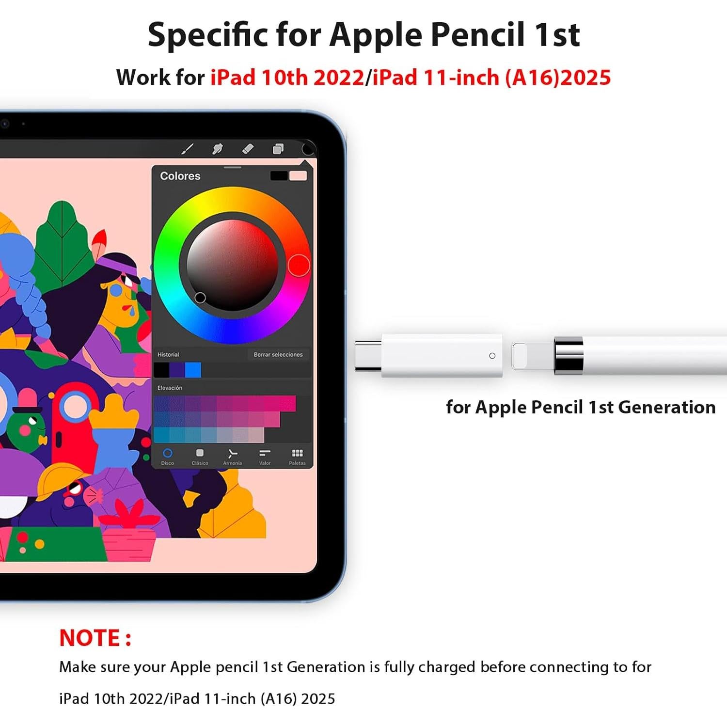 Adaptador USB-C a Lightning ASKUBSKU para Apple Pencil 1ra Gen