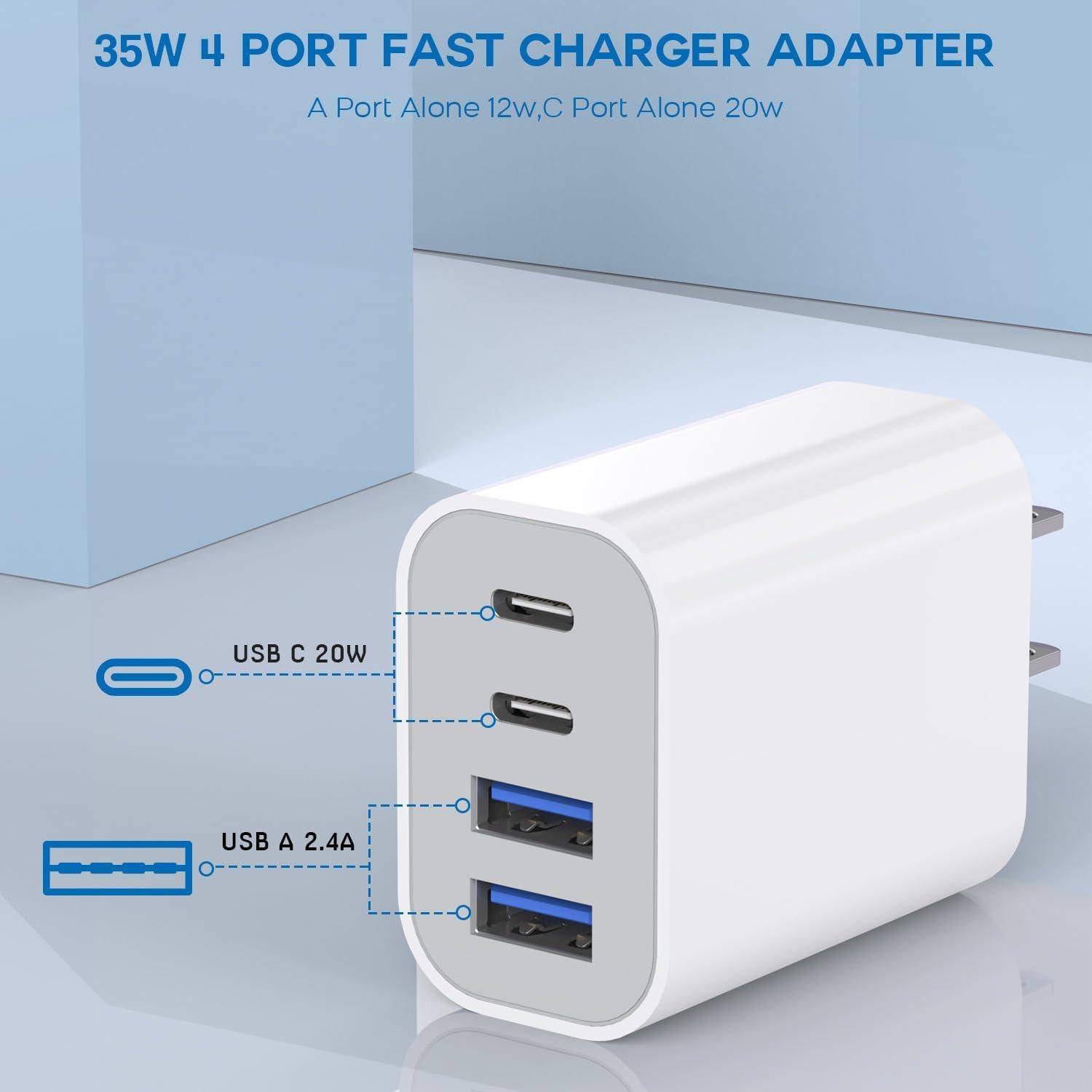 Cargador Rápido USB-C 35W Apple iPhone 16 Pro - Paquete de 3