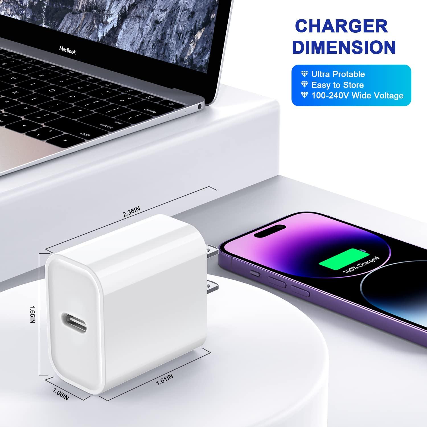 3 Cargadores Rápidos USB-C 20W para iPhone y iPad - Blanco