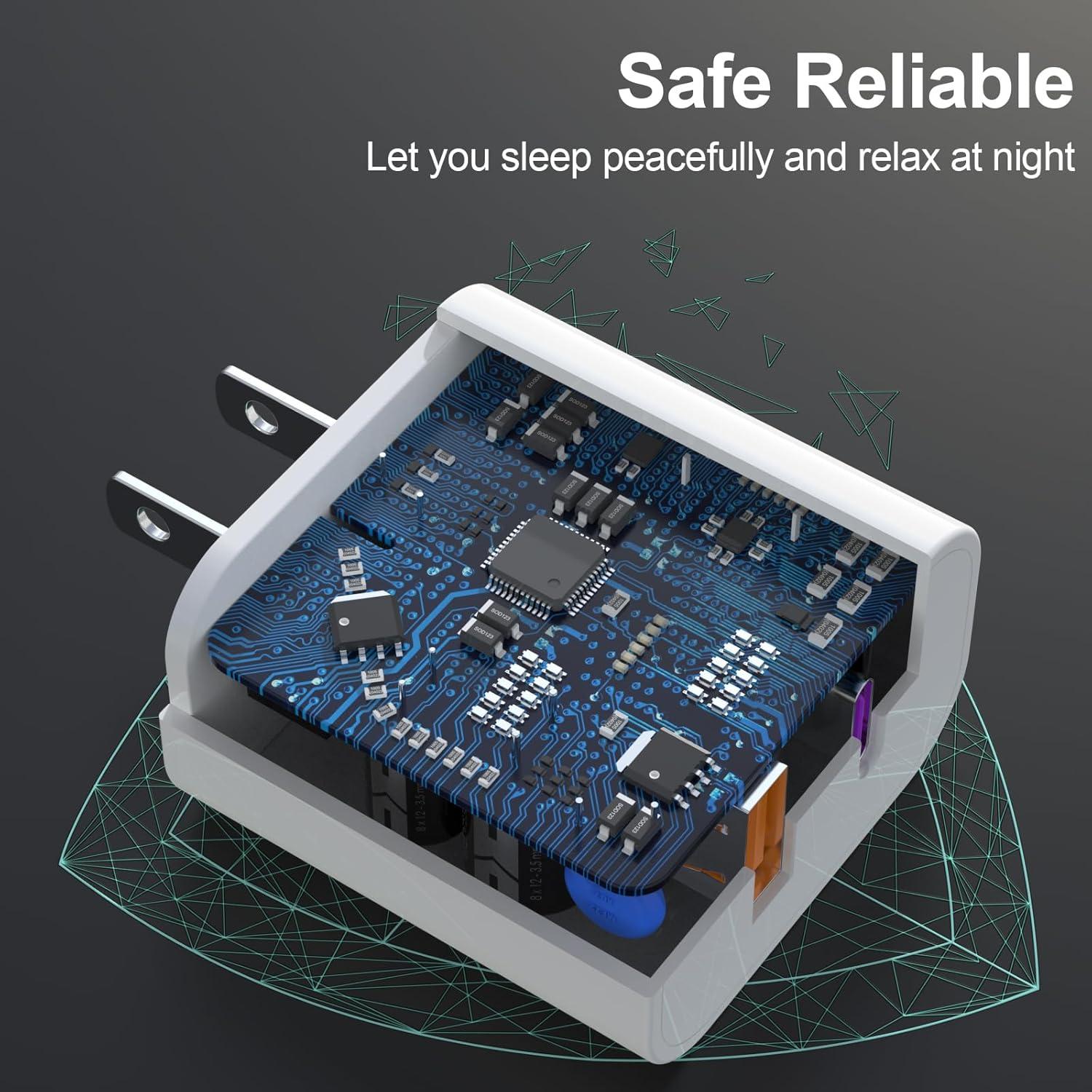 Cargador Rápido 20W Doble Puerto YYDBS + Cables MFi 6FT 10FT