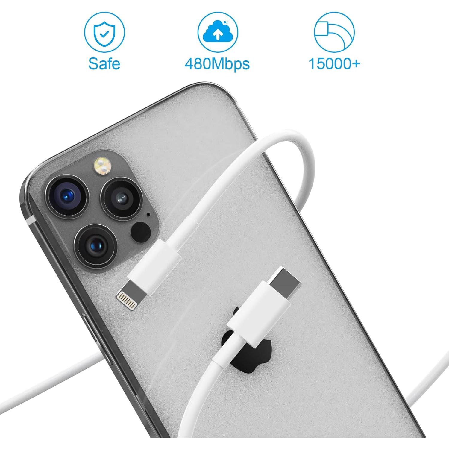 Cargador Rápido 20W Doble Puerto YYDBS + Cables MFi 6FT 10FT