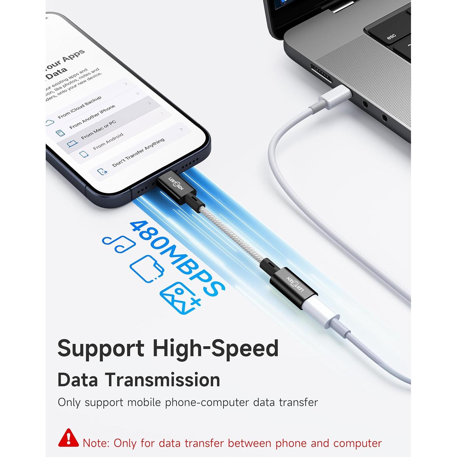 Adaptador Lightning a USB C LERTOSEN 2 Paquetes Carga Rápida