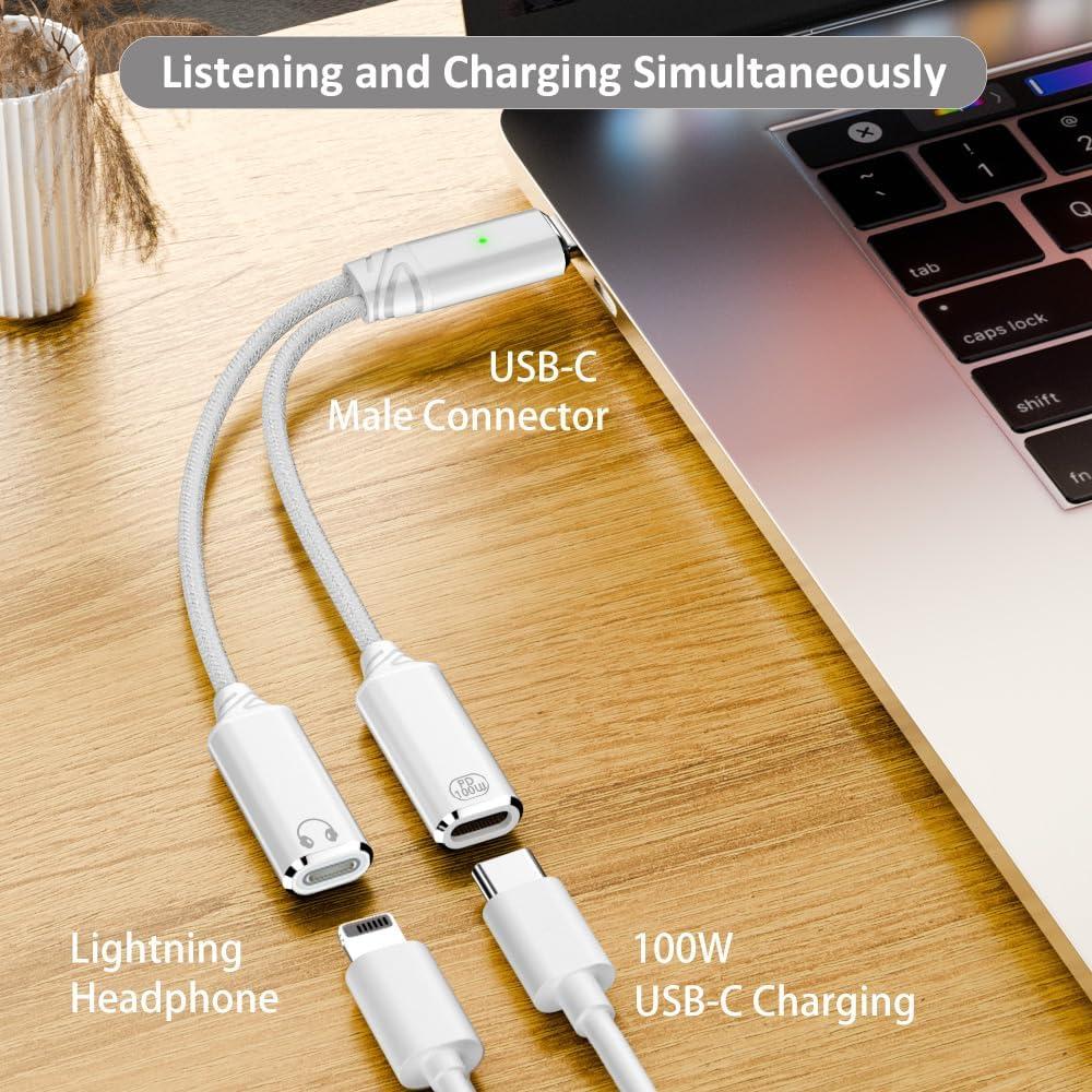 Adaptador de Audio AuviPal USB C a Lightning 100W PD