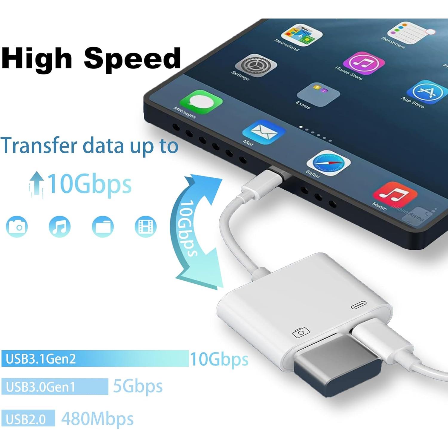 Adaptador de Cámara Lightning a USB RICHUPON con Carga Rápida