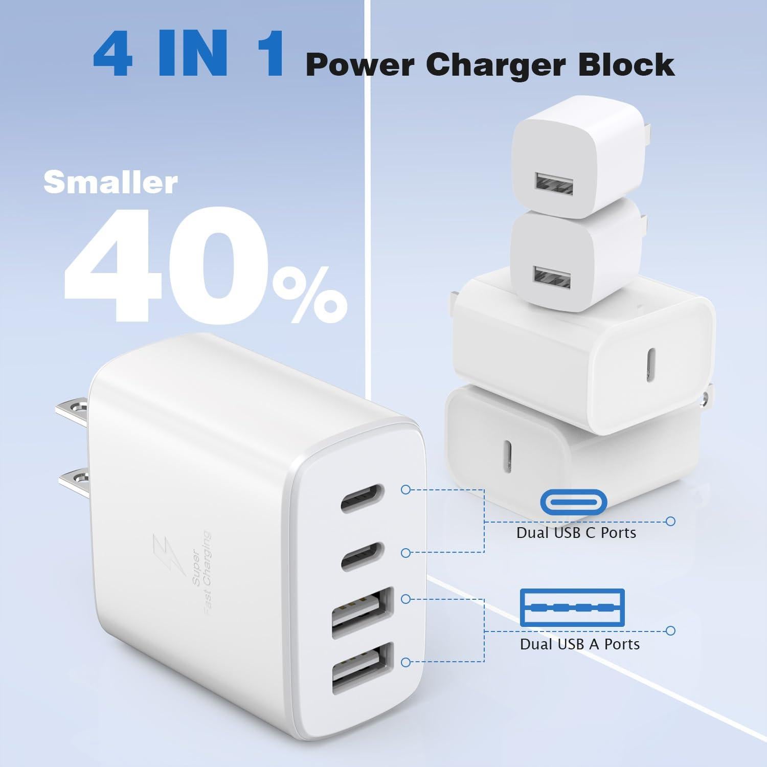 Cargador Rápido 40W 2-Pack USB C para iPhone 16