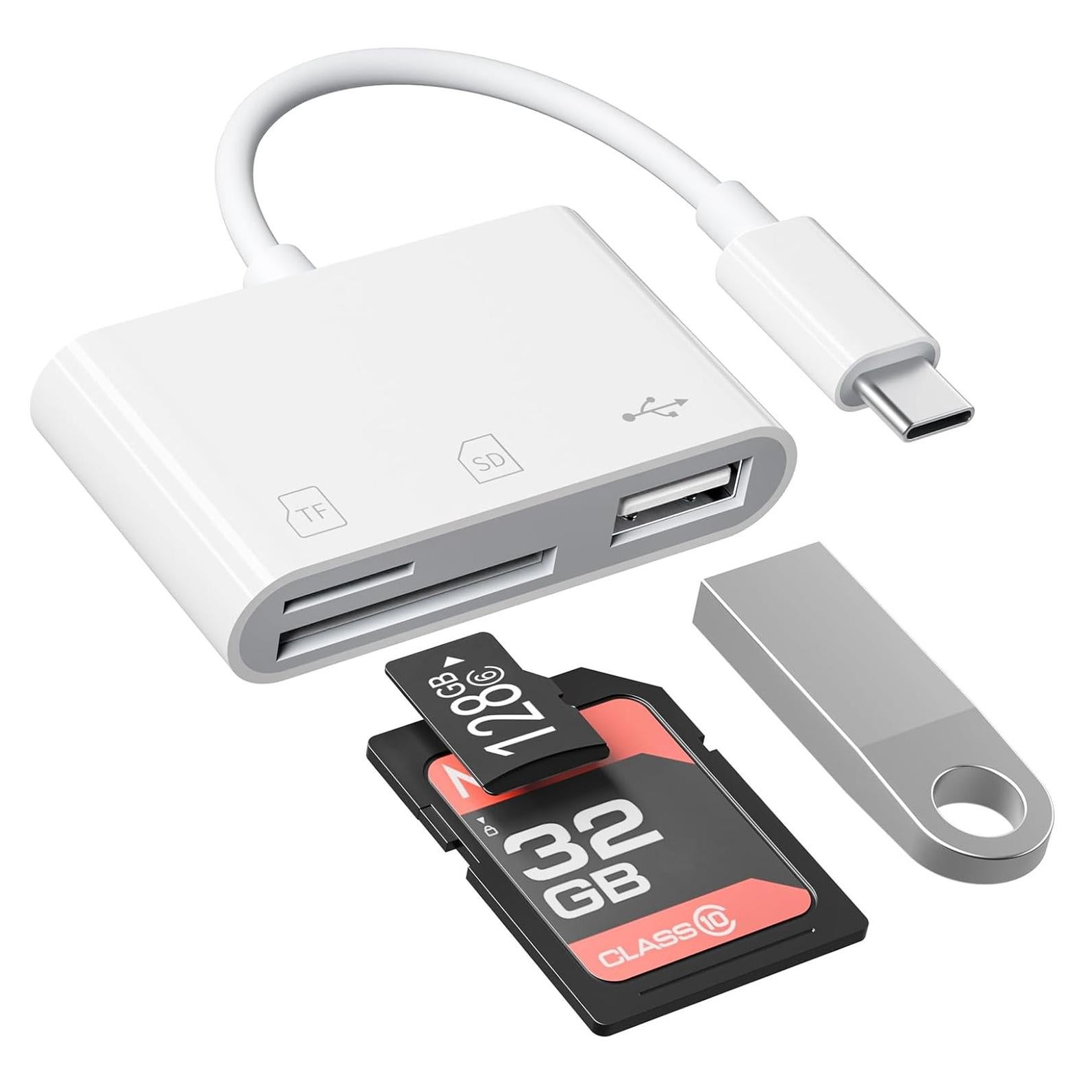 Adaptador USB C a USB SUNTRSI con Lector de Tarjeta SD