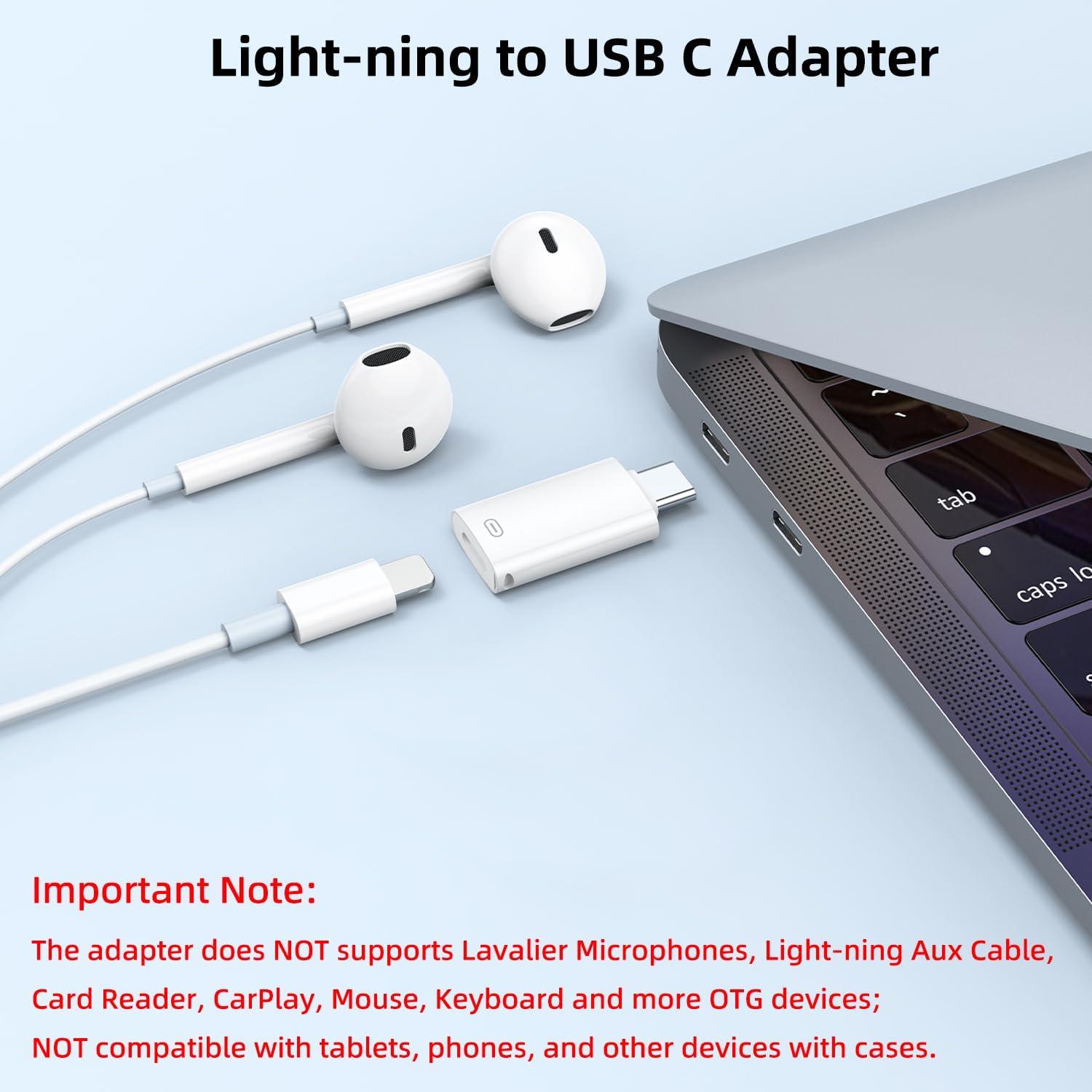 Adaptador de Audio USB C a Lightning Jadebones con Carga Rápida