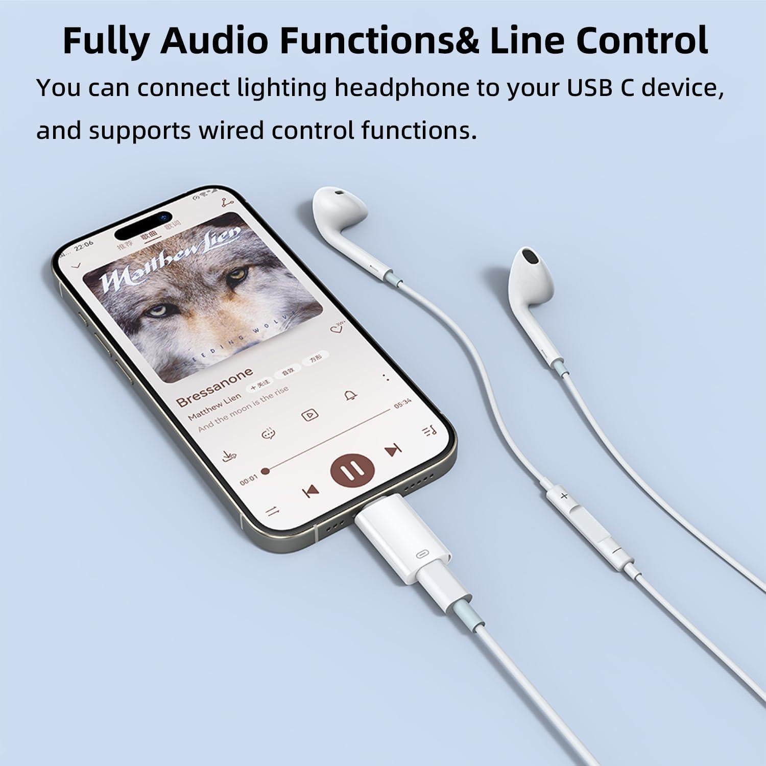 Adaptador de Audio USB C a Lightning Jadebones con Carga Rápida