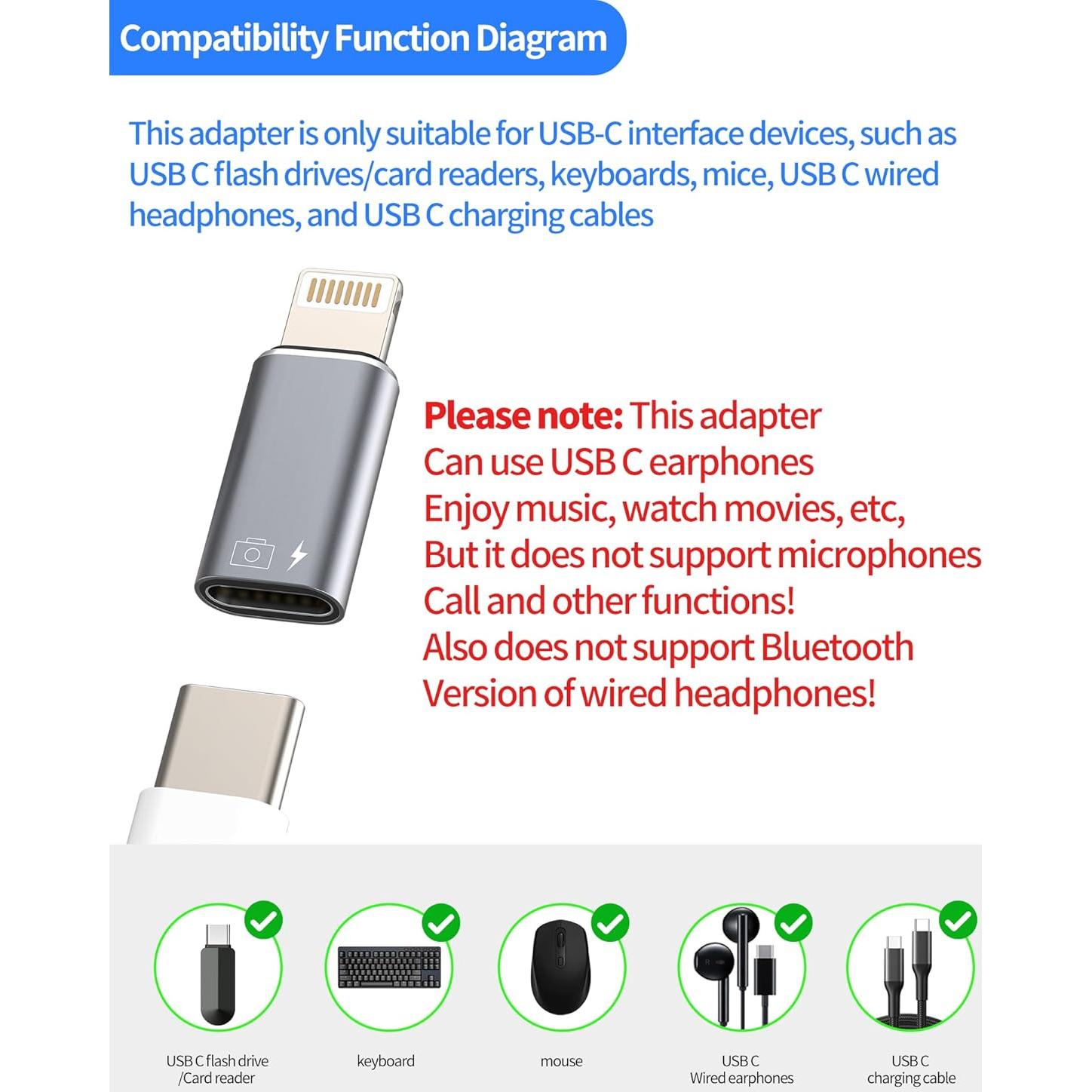 Adaptador OTG USB-C a Lightning WASRUYI 2Pack Carga y Sincronización