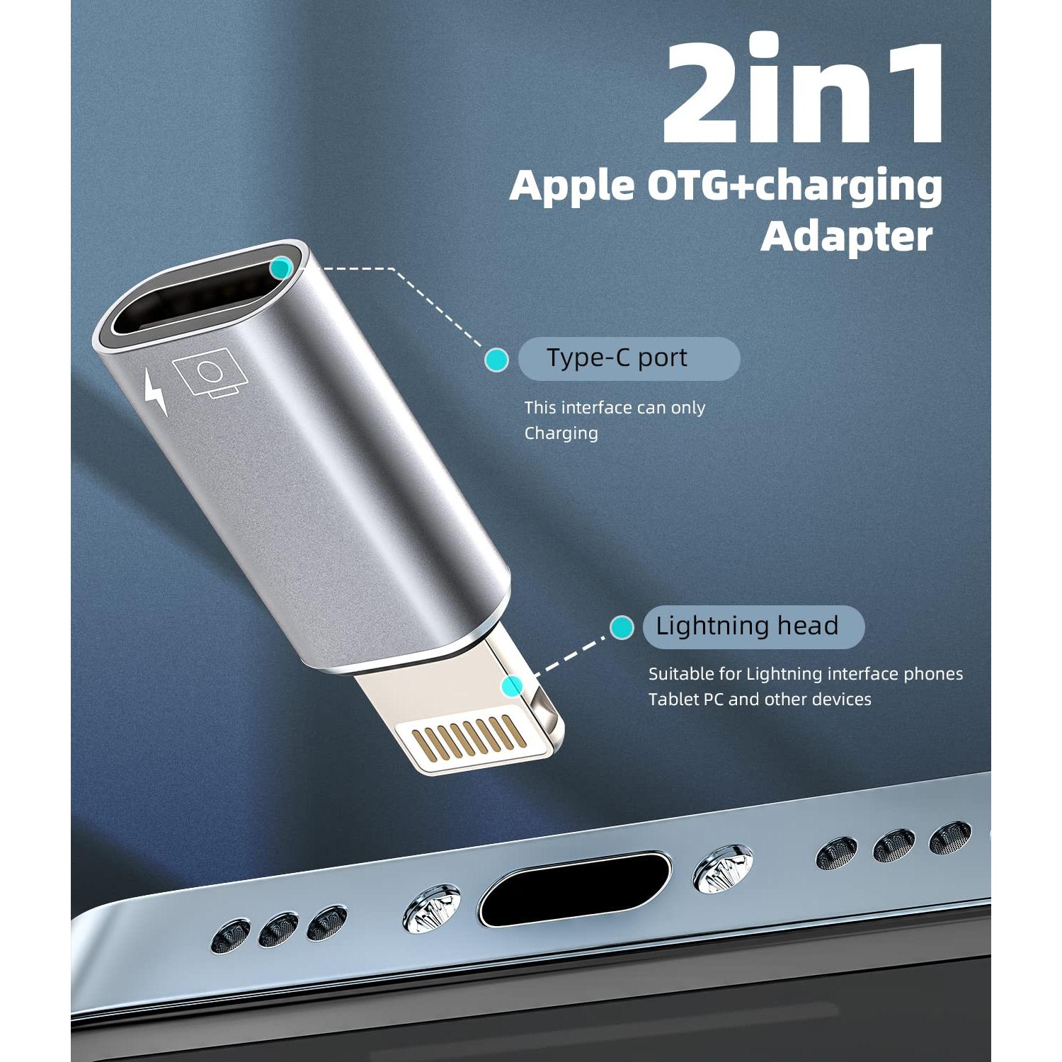 Adaptador OTG USB-C a Lightning WASRUYI 2Pack Carga y Sincronización