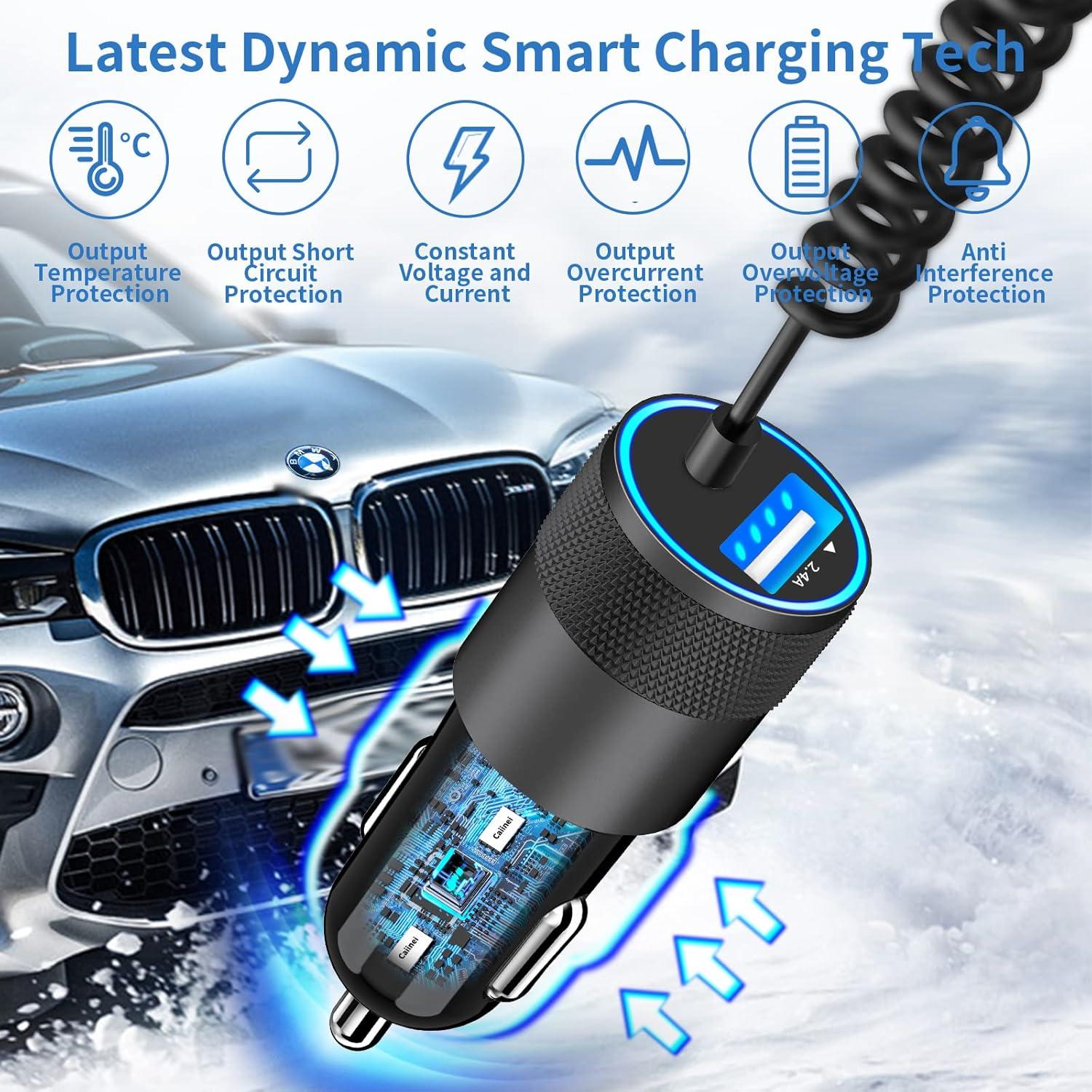 Cargador de coche Caiinei 4.8A USB con cable Lightning 6FT