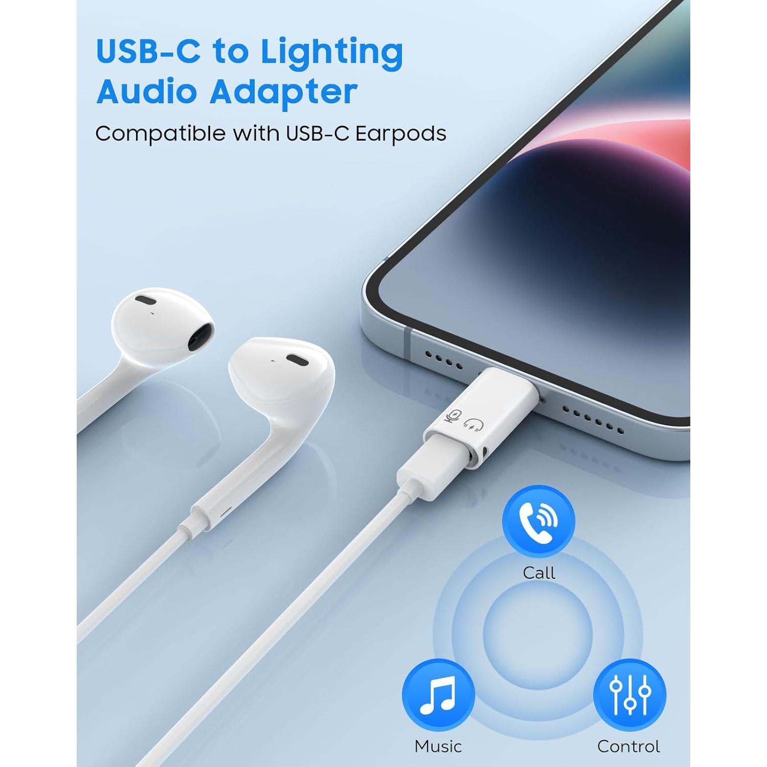 Adaptador de Audio MoKo USB C a Lightning para iPhone y iPad