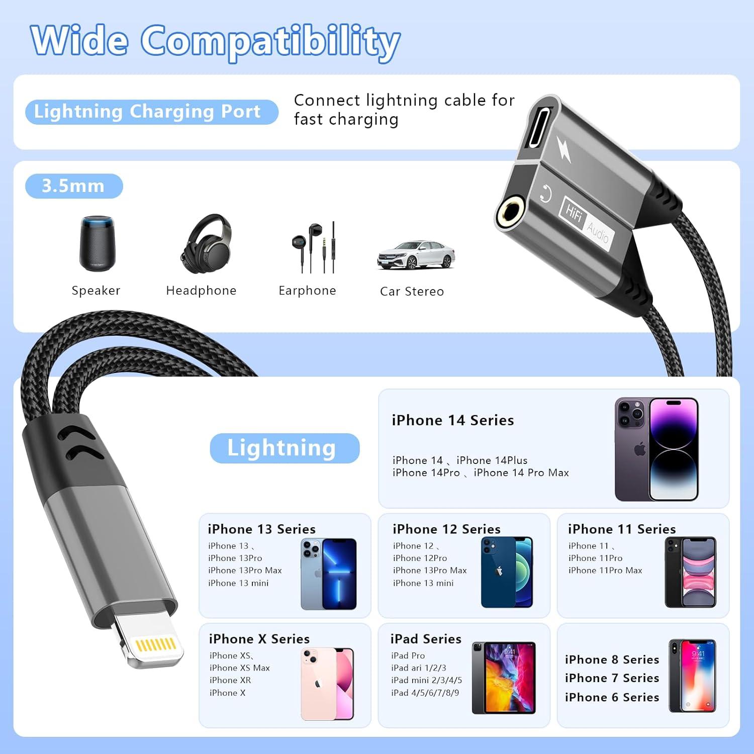 Adaptador 2 en 1 Lightning a Jack 3.5mm MFi para iPhone