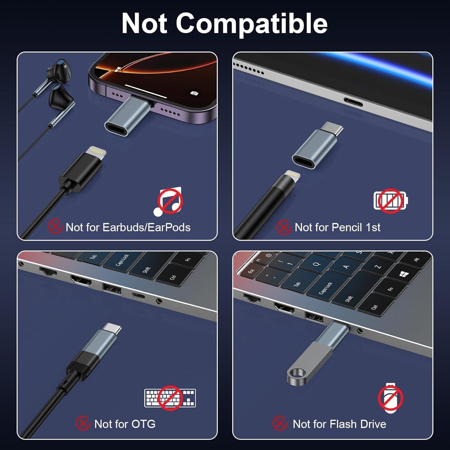 Paquete de 3 Adaptadores Lightning a USB-C Dongguan - Carga Rápida