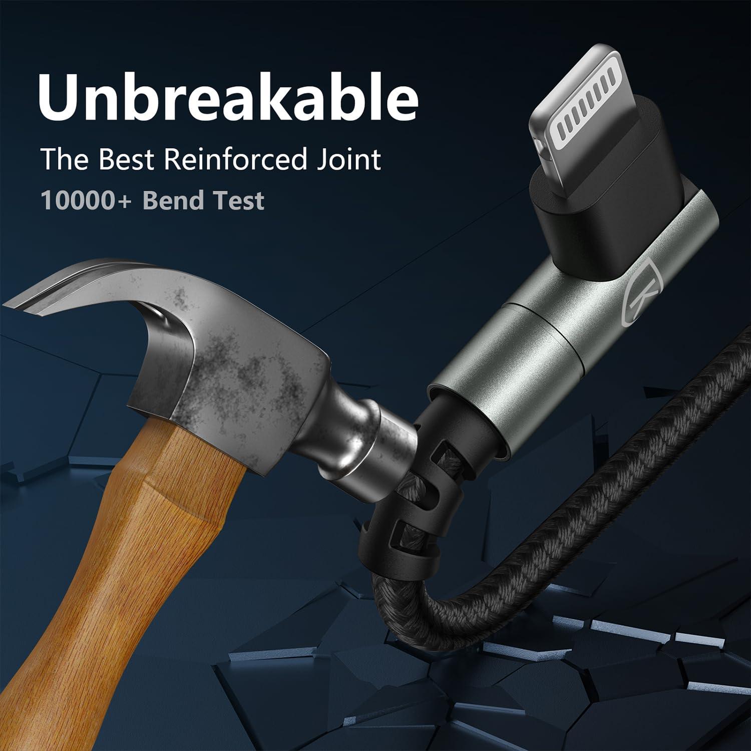 Cable USB C a Lightning 10 pies 90 grados MFi - Paquete de 3